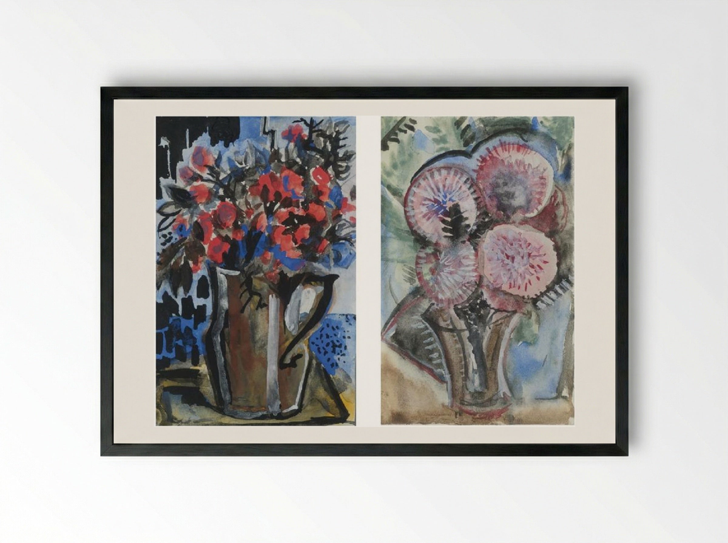 Still Life with a Tiger Lily - Natalia Goncharova - Framed Print Black