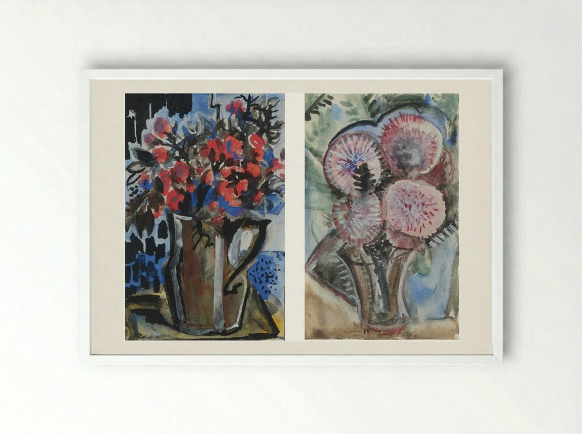Still Life with a Tiger Lily - Natalia Goncharova - Framed Print White
