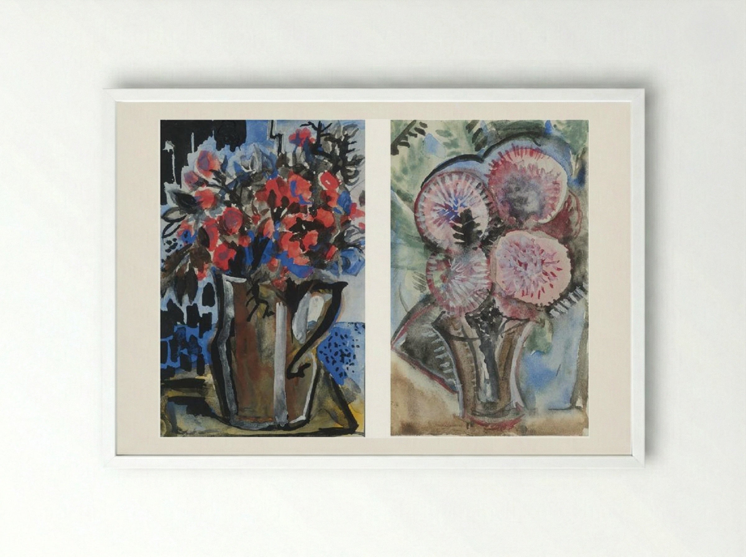 Still Life with a Tiger Lily - Natalia Goncharova - Framed Print White
