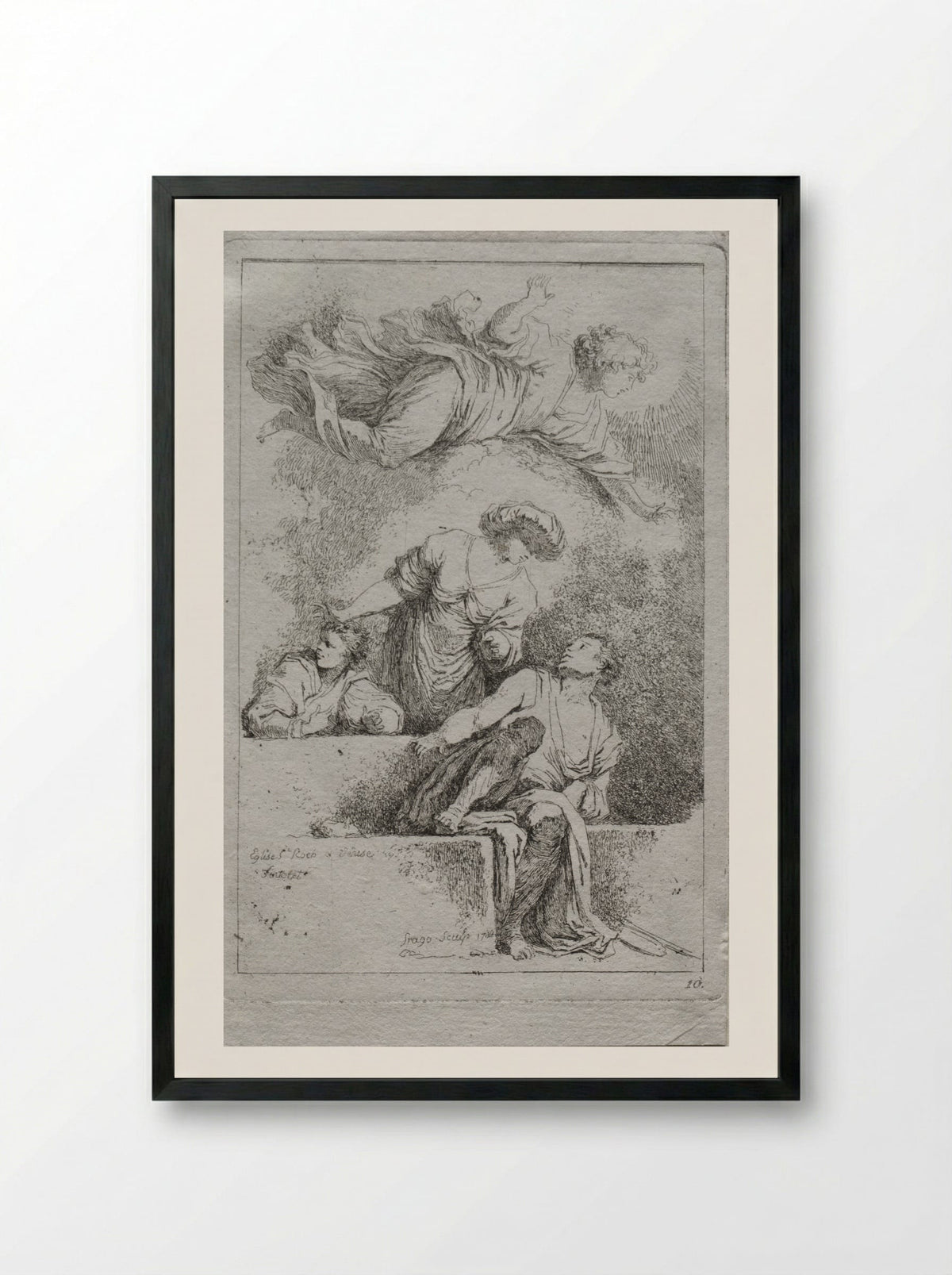 The Disciples at the Tomb - Jean-Honoré Fragonard - Framed Print Black