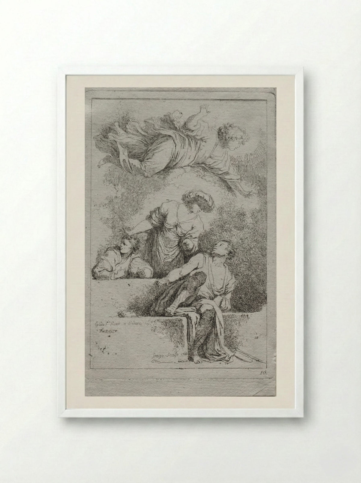 The Disciples at the Tomb - Jean-Honoré Fragonard - Framed Print White