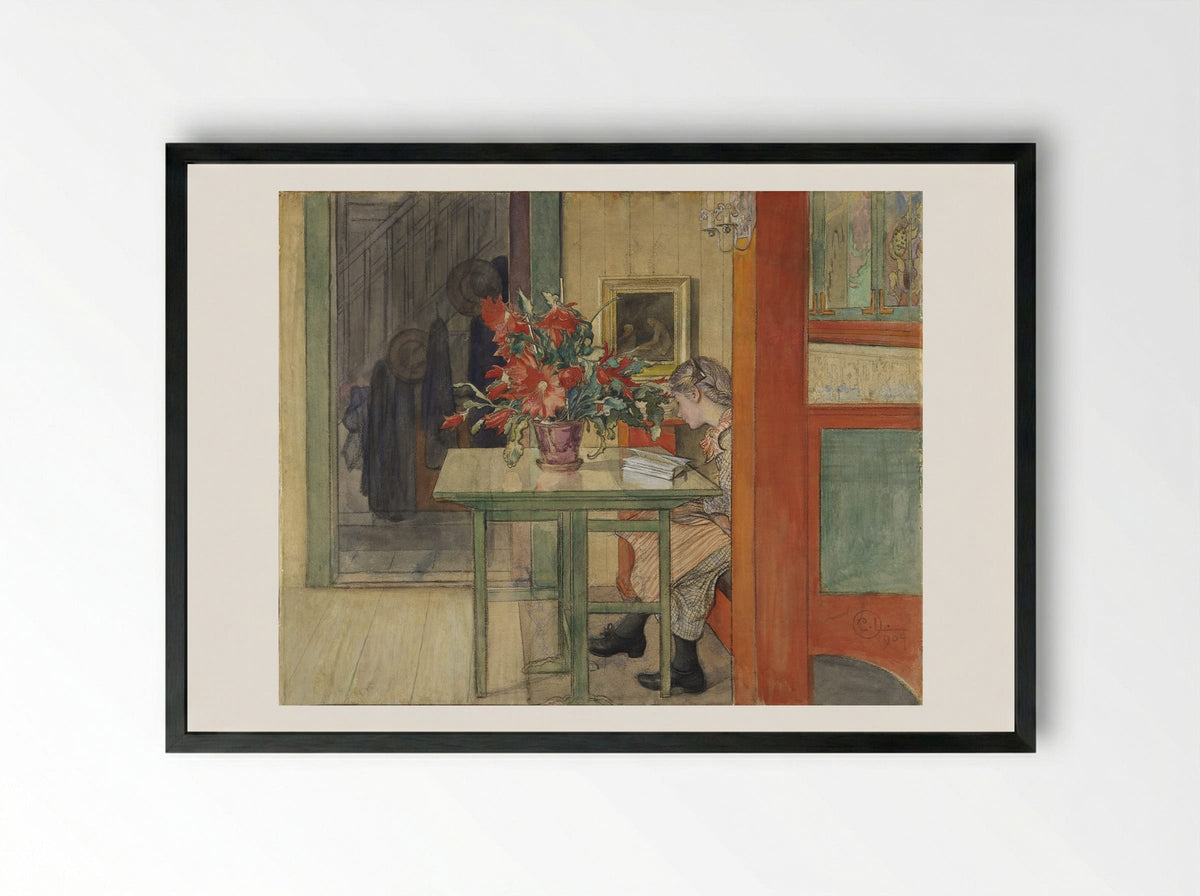 Lisbeth Reading - Carl Larsson - Framed Print Black