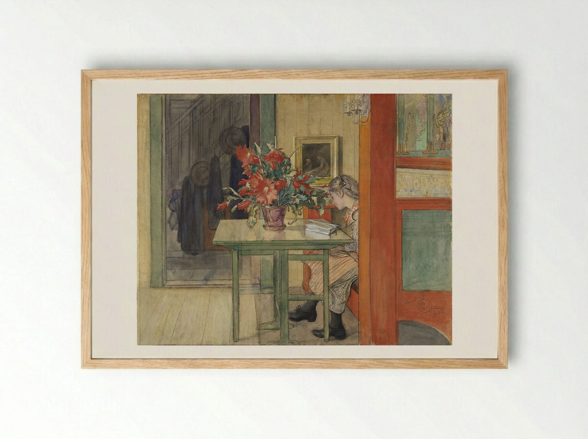 Lisbeth Reading - Carl Larsson - Framed Print Wood