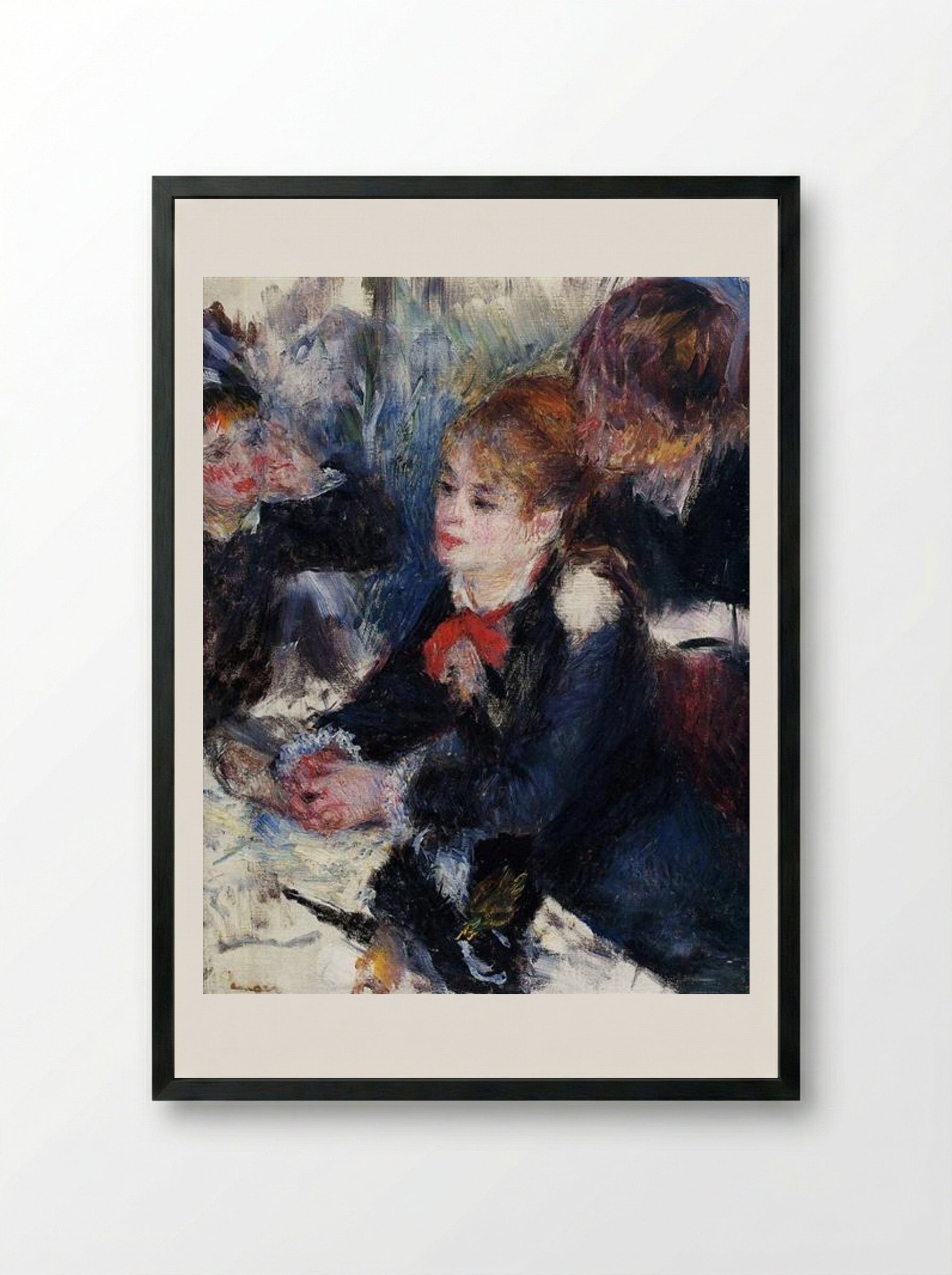 At the Milliner's - Pierre-Auguste Renoir - Framed Print Black