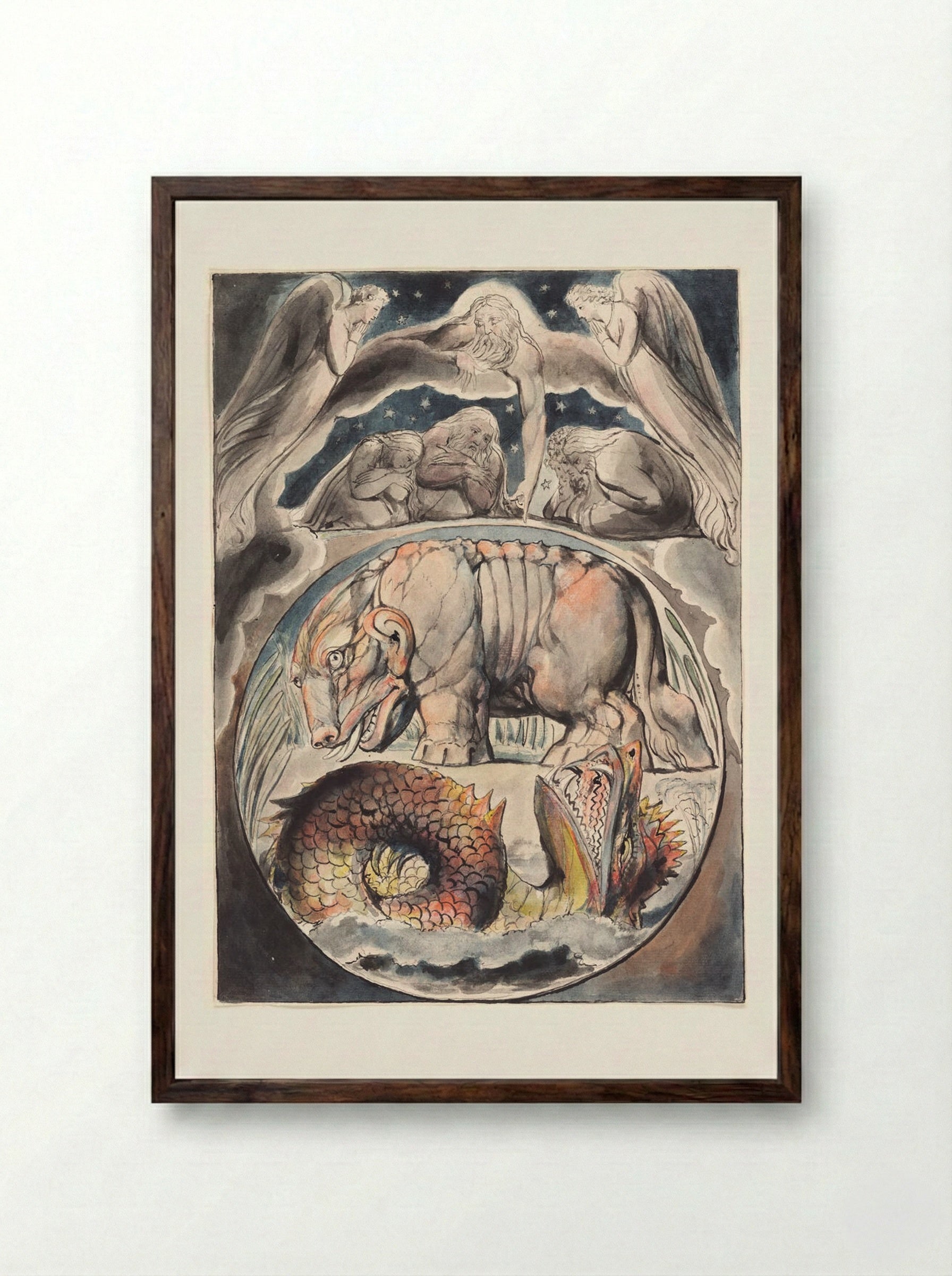 Behold Now Behemoth, Which I Made With Thee (The Book of Job) - William Blake - Framed Print Dark Wood