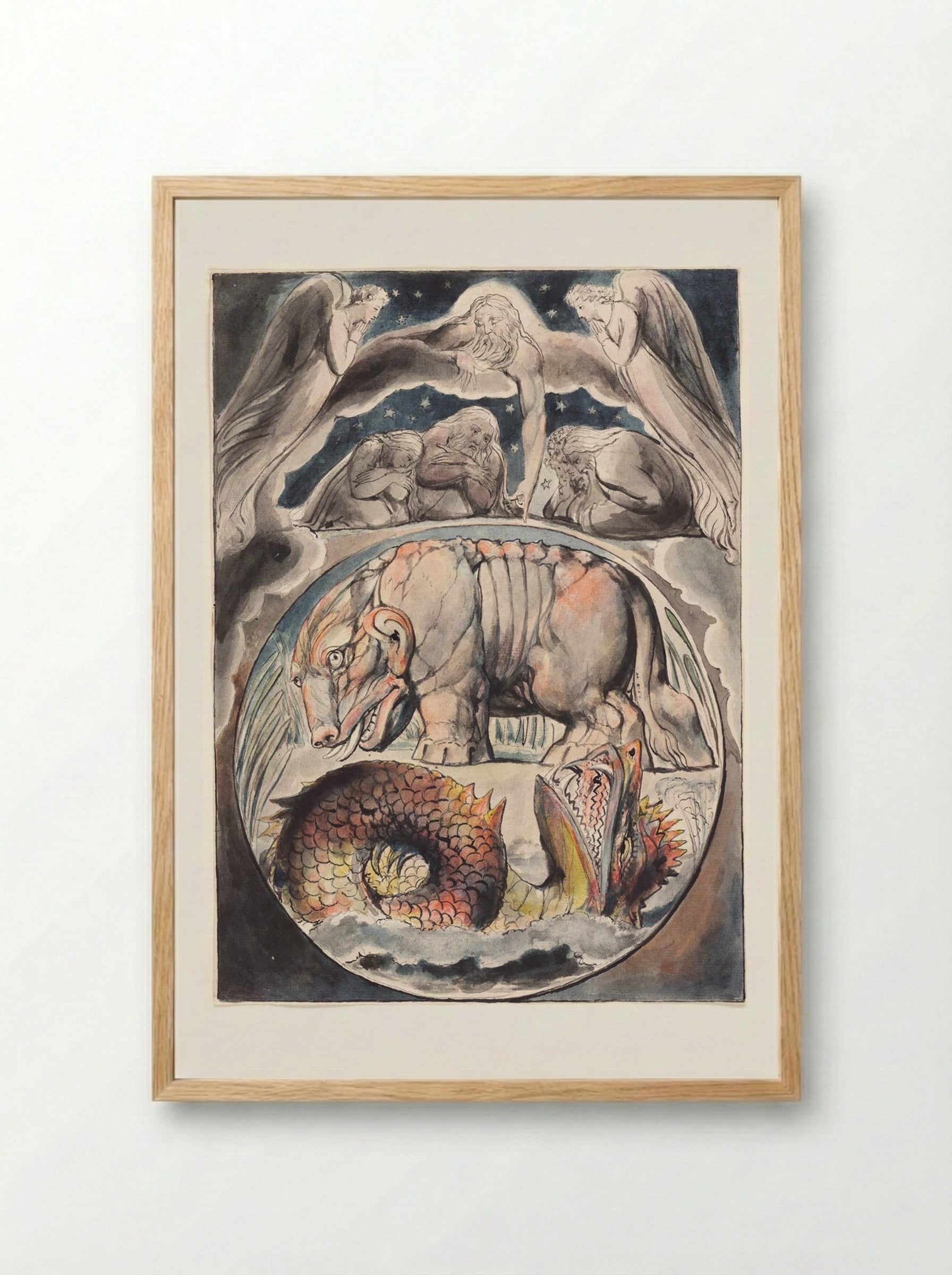 Behold Now Behemoth, Which I Made With Thee (The Book of Job) - William Blake - Framed Print Wood