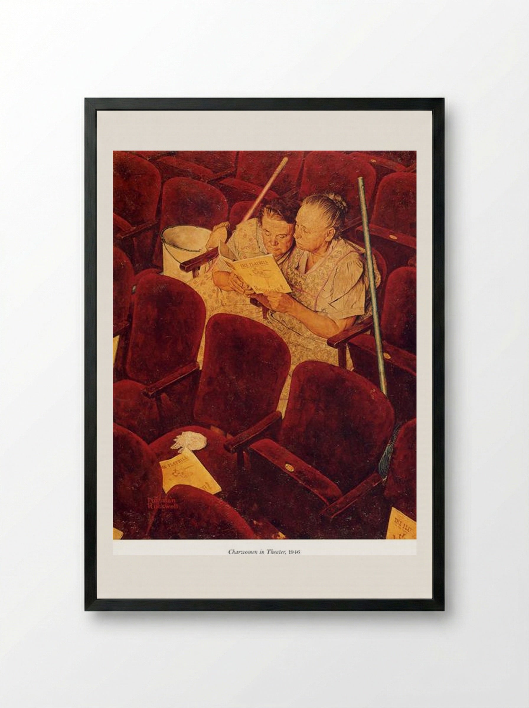 Charwomen in Theater - Norman Rockwell - Framed Print Black