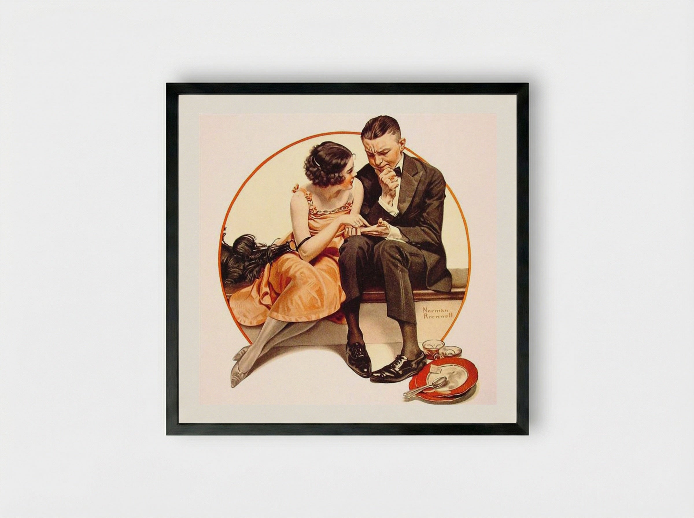 Girl Reading Palm - Norman Rockwell - Framed Print Black