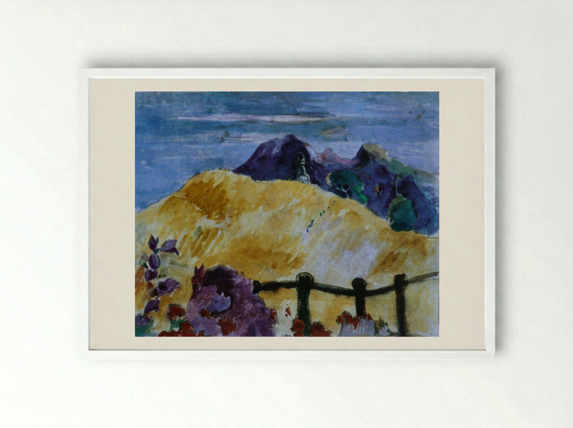 Parahi te marae (There Is the Temple) - Paul Gauguin - Framed Print White