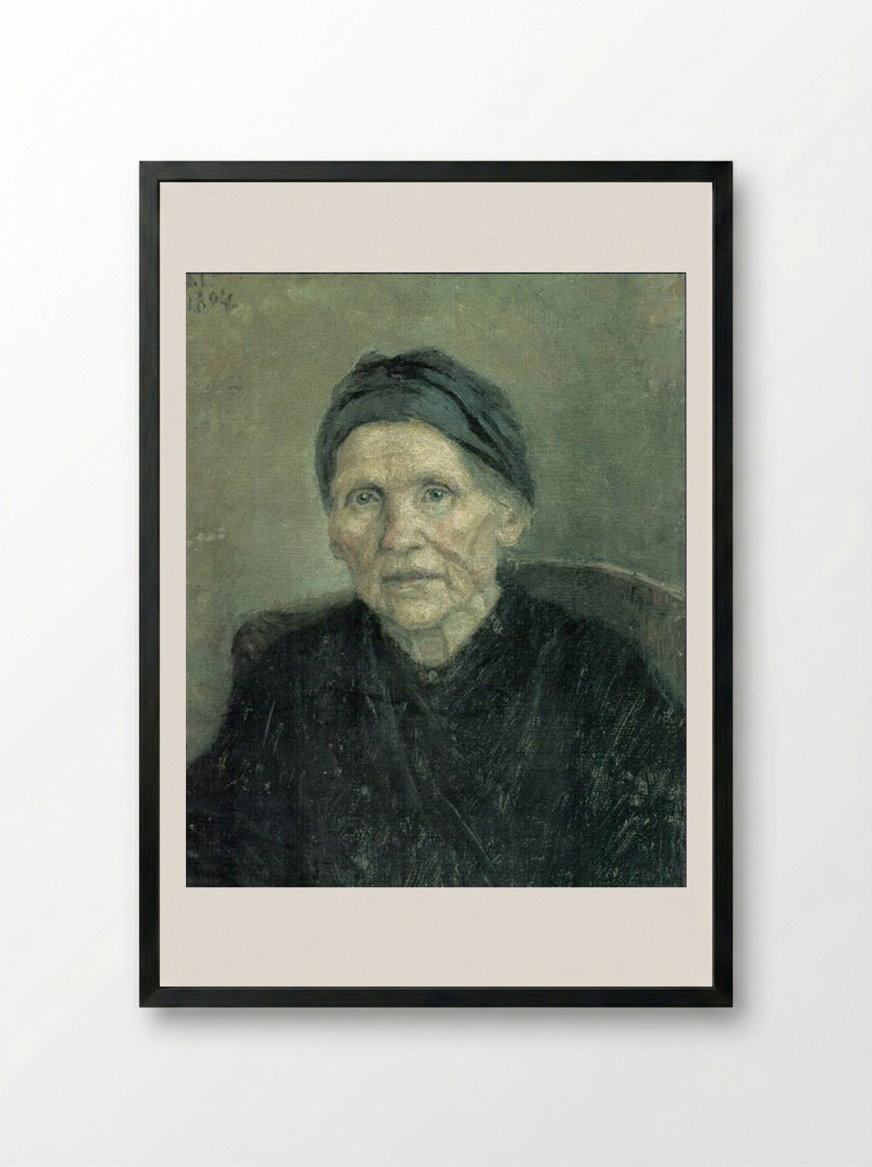 Portrait of the Artist's Mother - Vasily Surikov - Framed Print Black