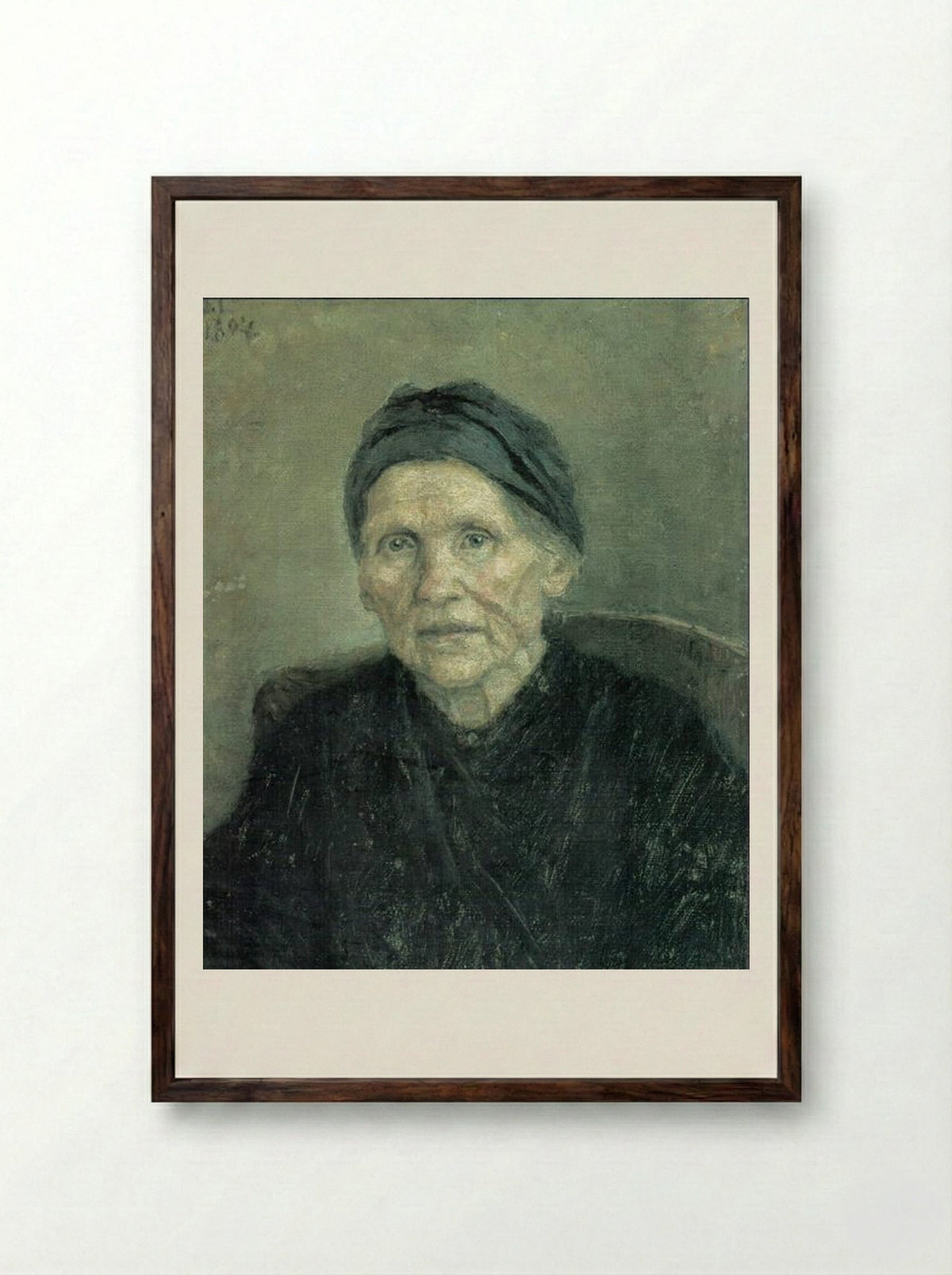 Portrait of the Artist's Mother - Vasily Surikov - Framed Print Dark Wood