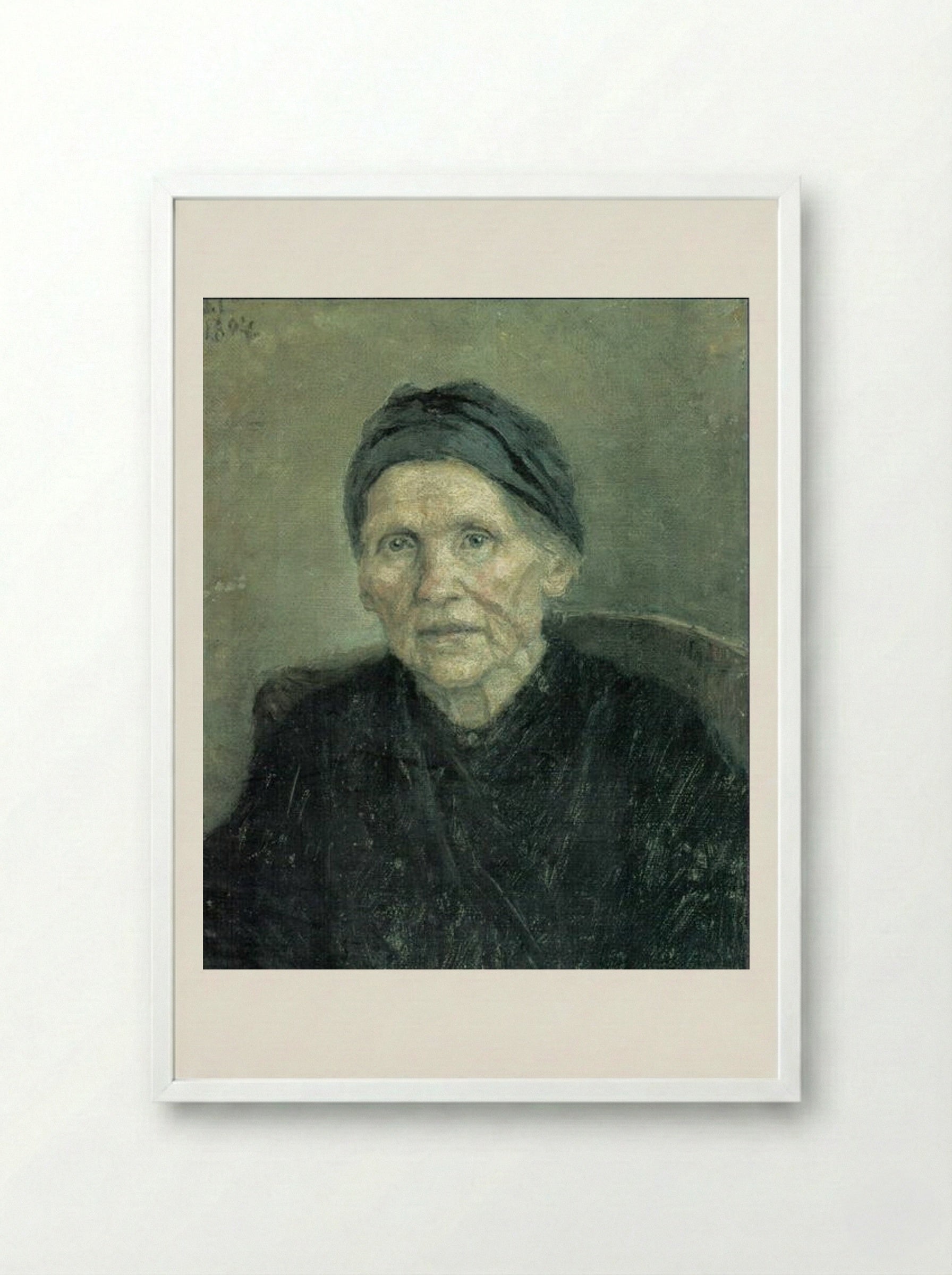 Portrait of the Artist's Mother - Vasily Surikov - Framed Print White