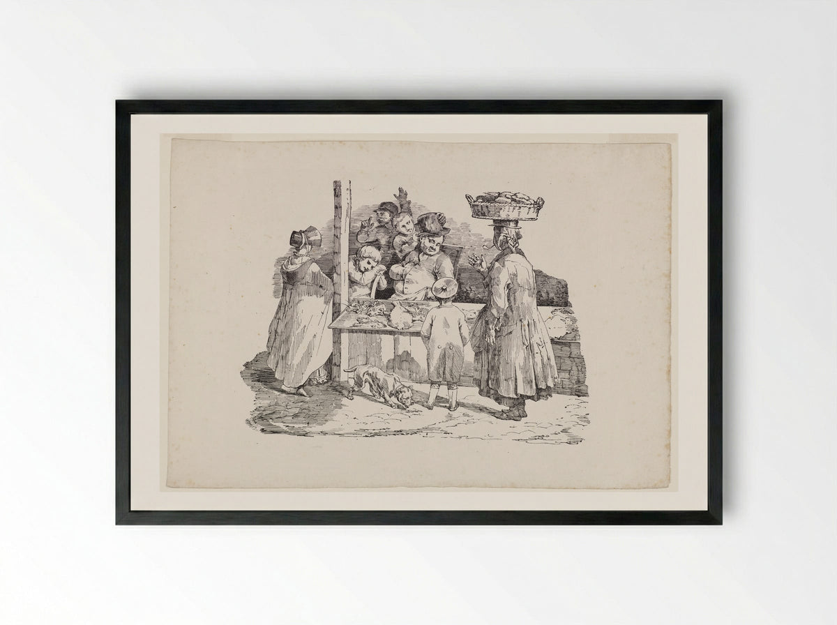 The Sleeping Fishmonger - Théodore Géricault - Framed Print Black