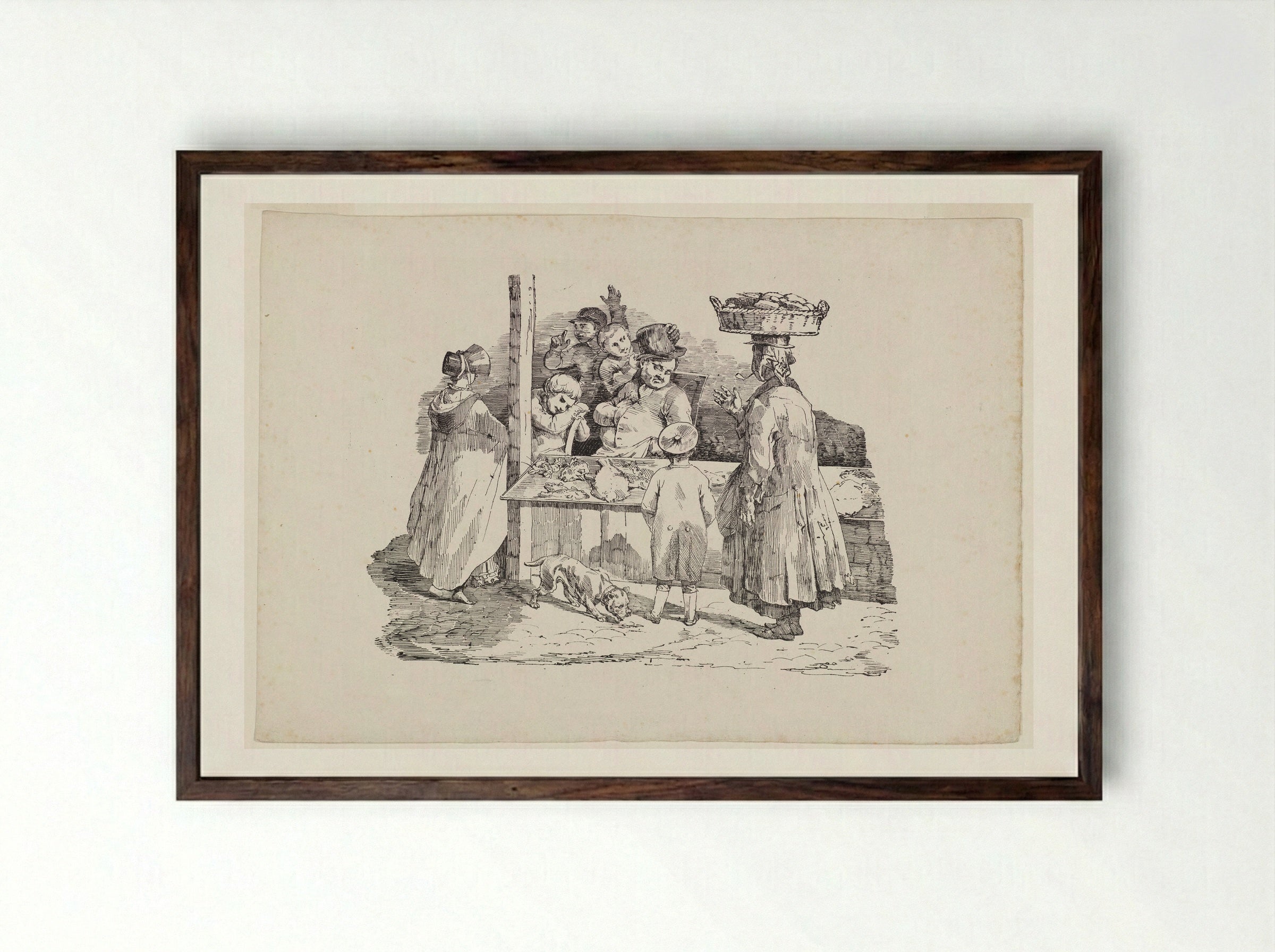 The Sleeping Fishmonger - Théodore Géricault - Framed Print Dark Wood