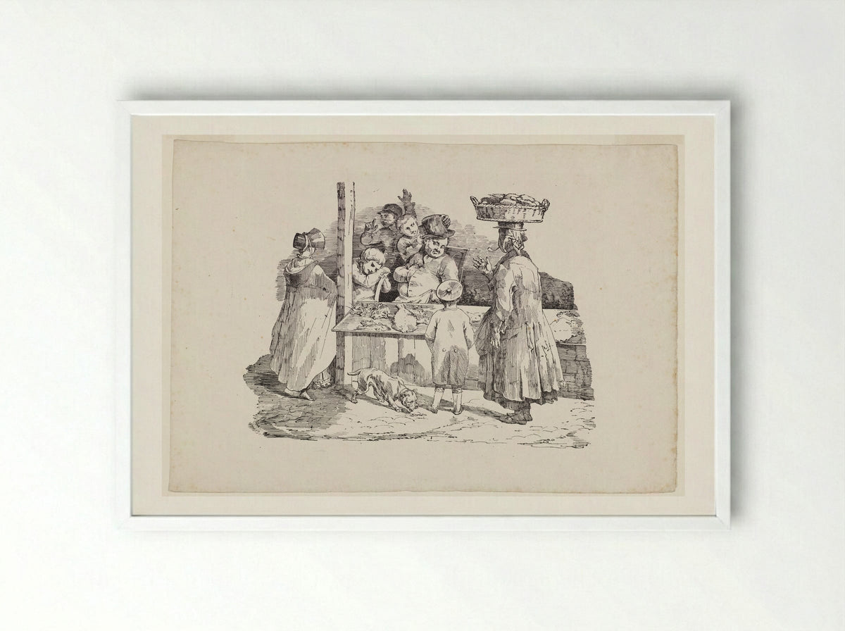 The Sleeping Fishmonger - Théodore Géricault - Framed Print White