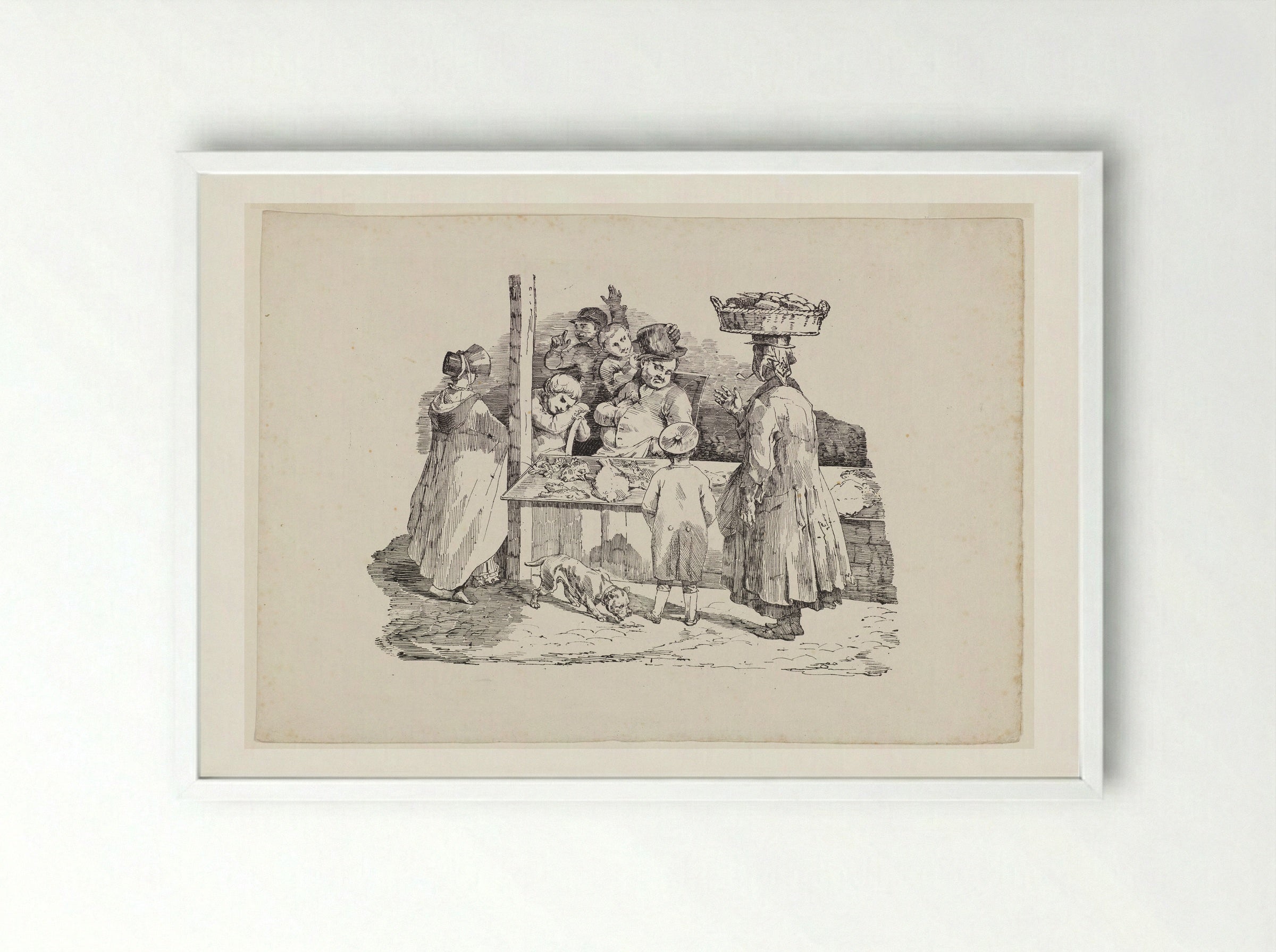 The Sleeping Fishmonger - Théodore Géricault - Framed Print White