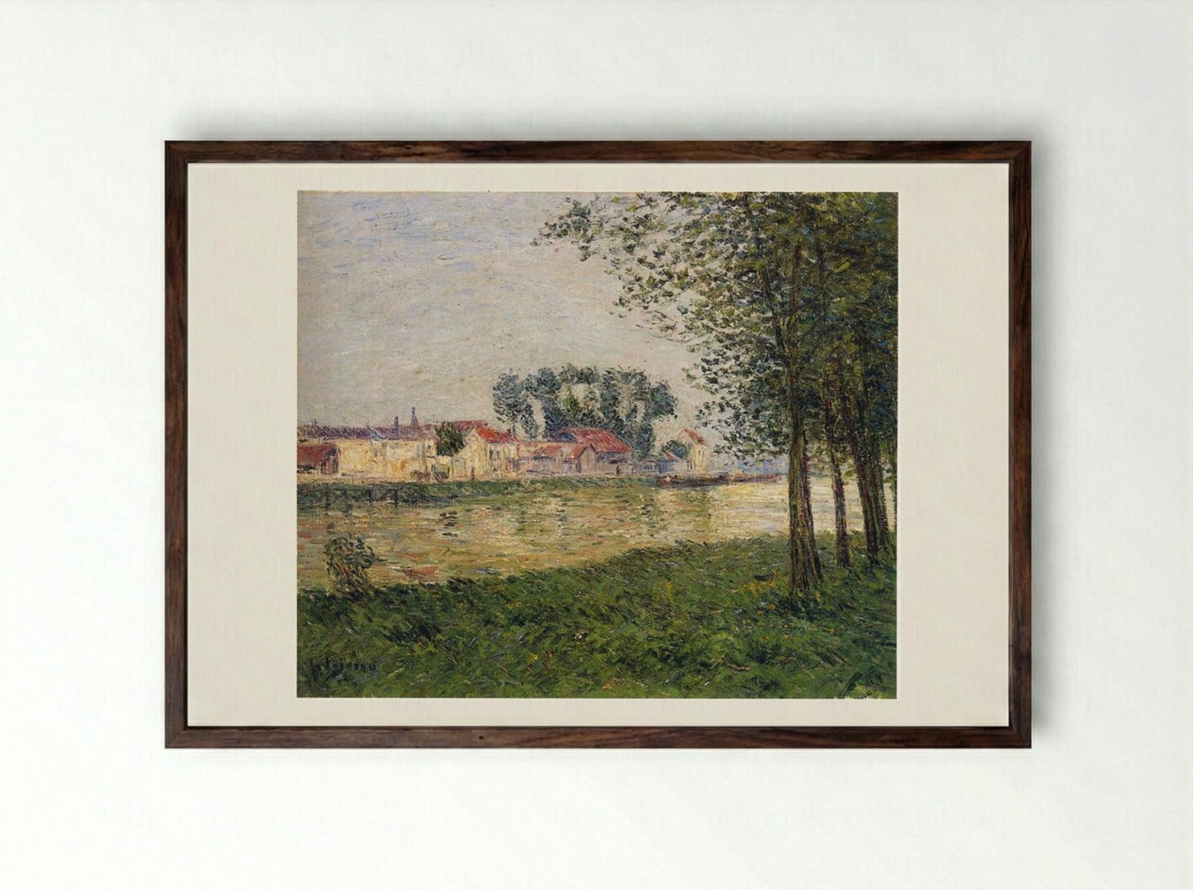 By the Oise at Parmain - Gustave Loiseau - Framed Print Dark Wood