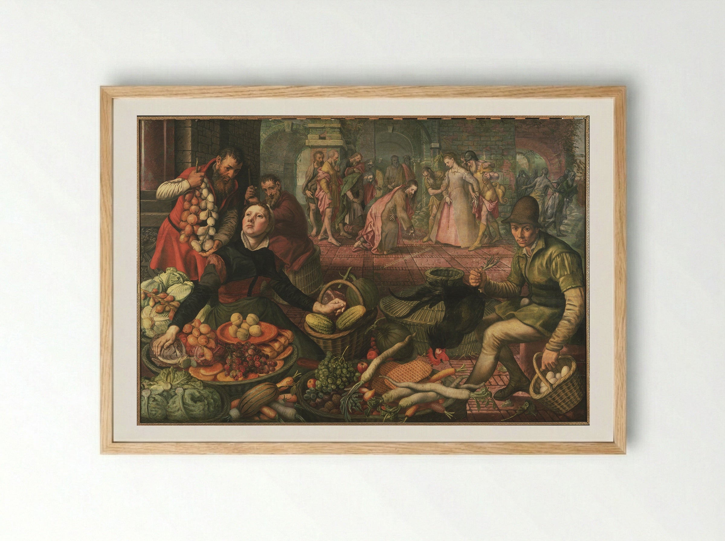 Market with Christ and the Woman Taken in Adultery - Pieter Aertsen - Framed Print Wood