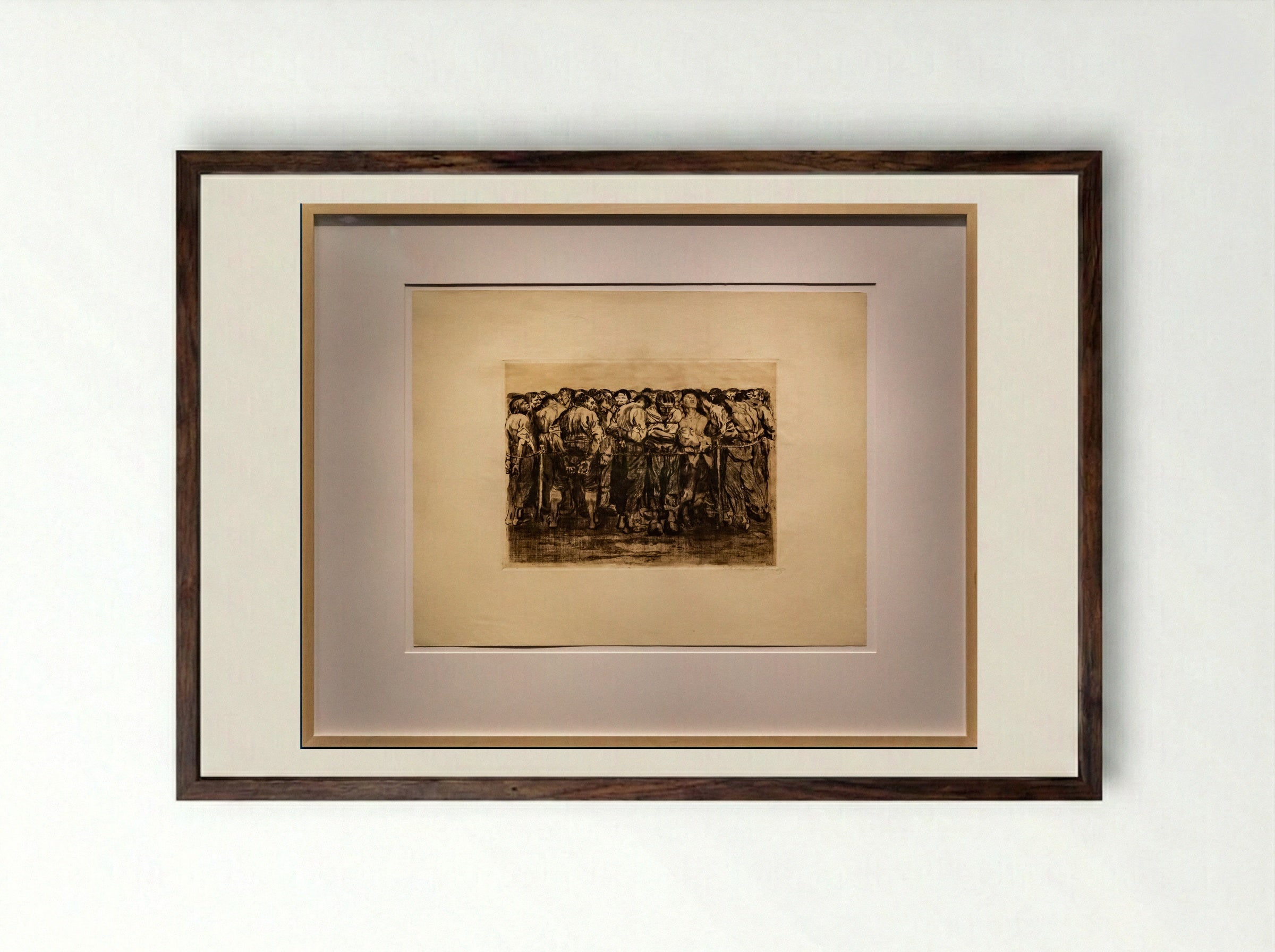 The Prisoners - Käthe Kollwitz - Framed Print Dark Wood