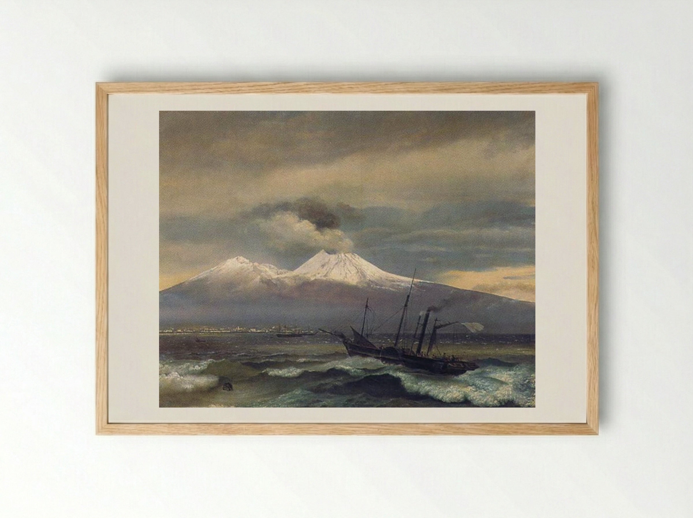 View of Mount Vesuvius in Winter - Orest Kiprensky - Framed Print Wood