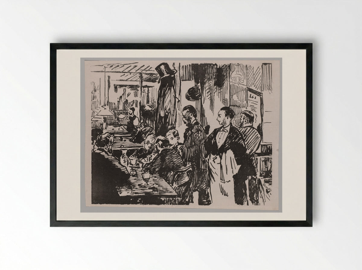 At the Café - Édouard Manet - Framed Print Black