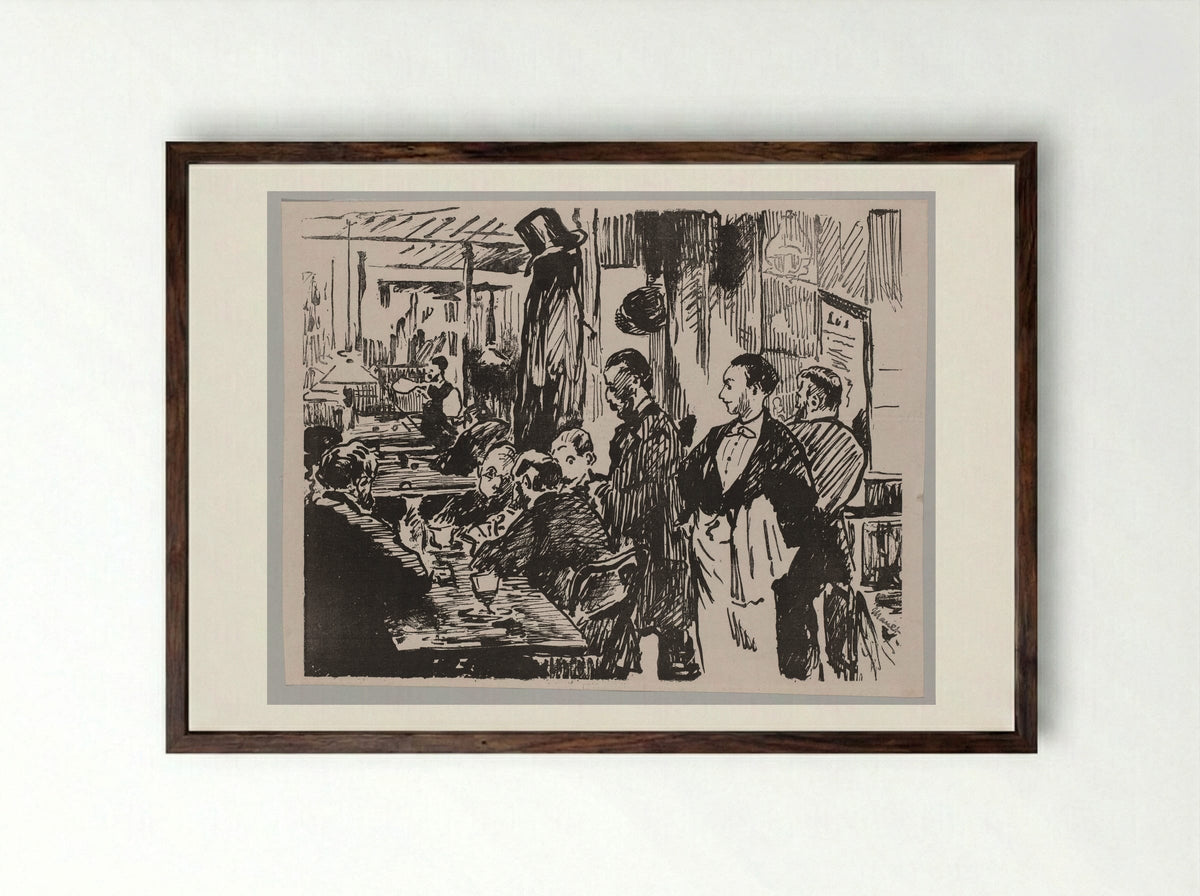 At the Café - Édouard Manet - Framed Print Dark Wood