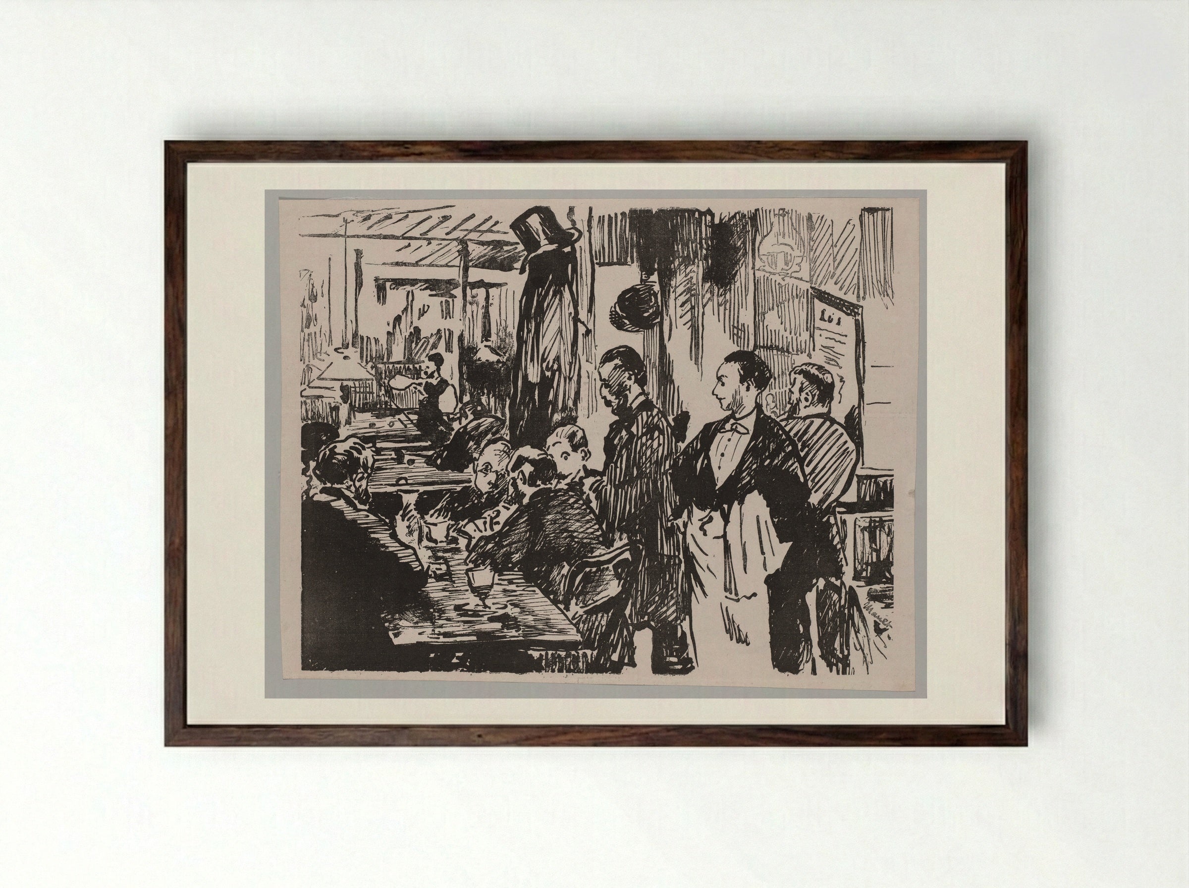 At the Café - Édouard Manet - Framed Print Dark Wood