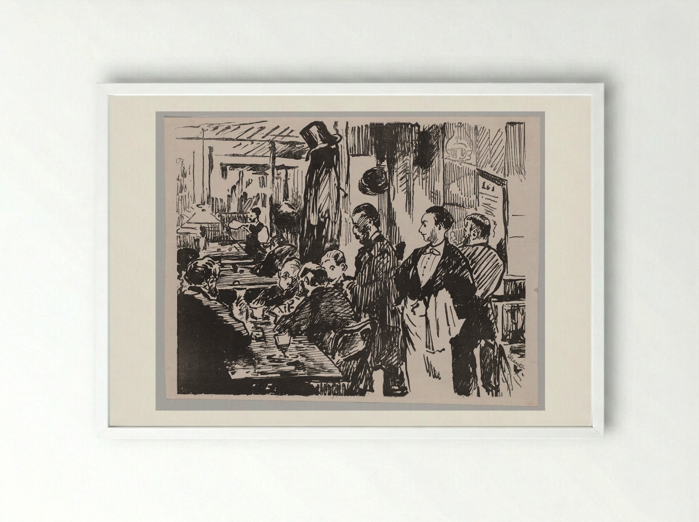 At the Café - Édouard Manet - Framed Print White