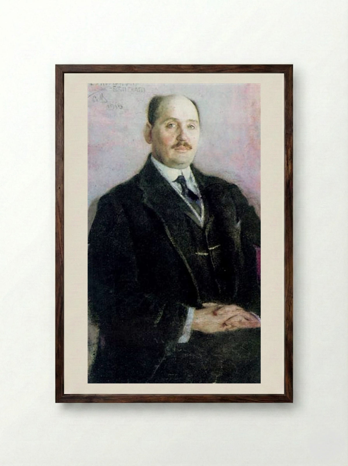 Self-Portrait - Nikolay Bogdanov-Belsky - Framed Print Dark Wood