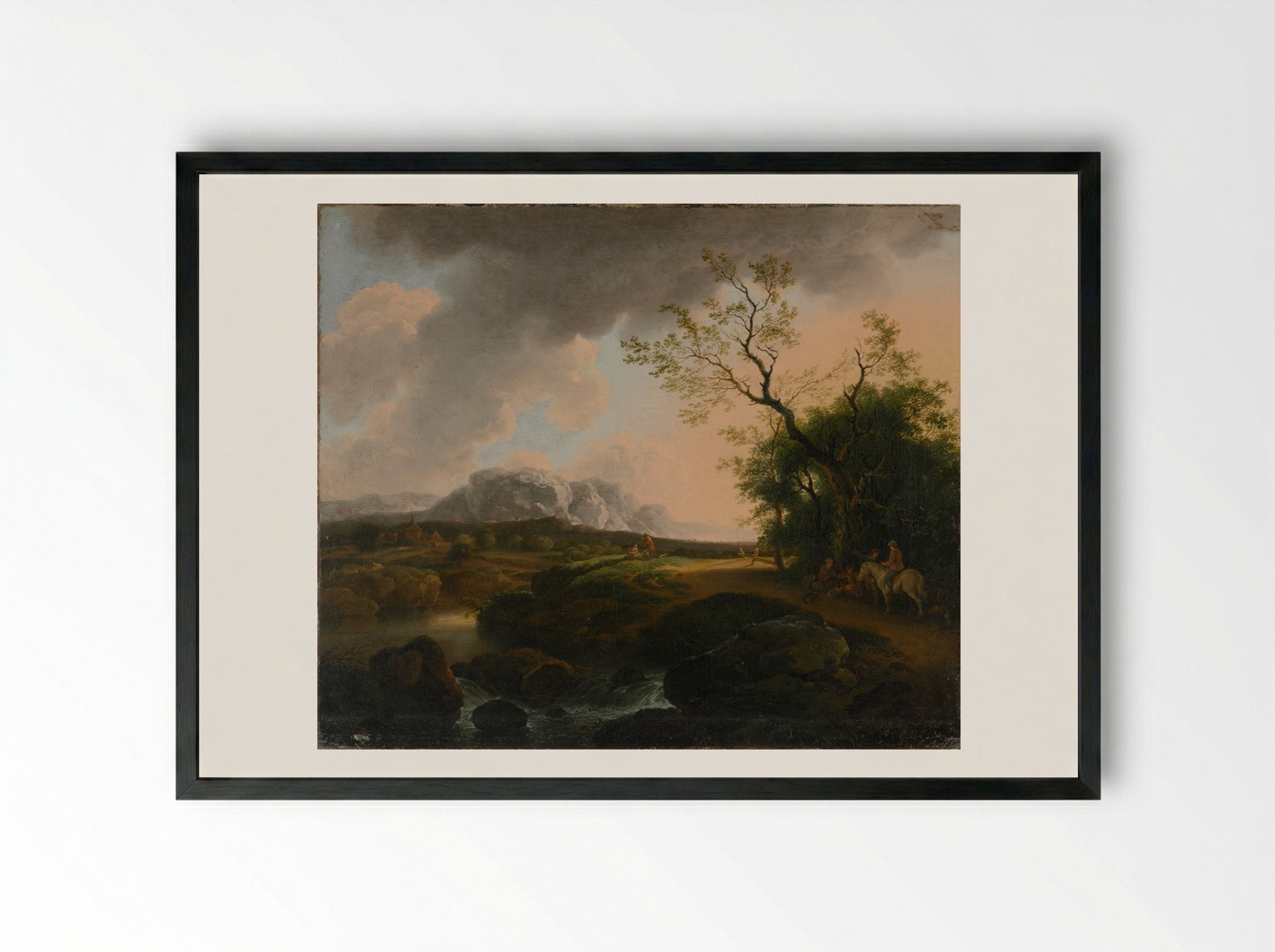 Landscape with Travelers - Ferdinand Kobell - Framed Print Black
