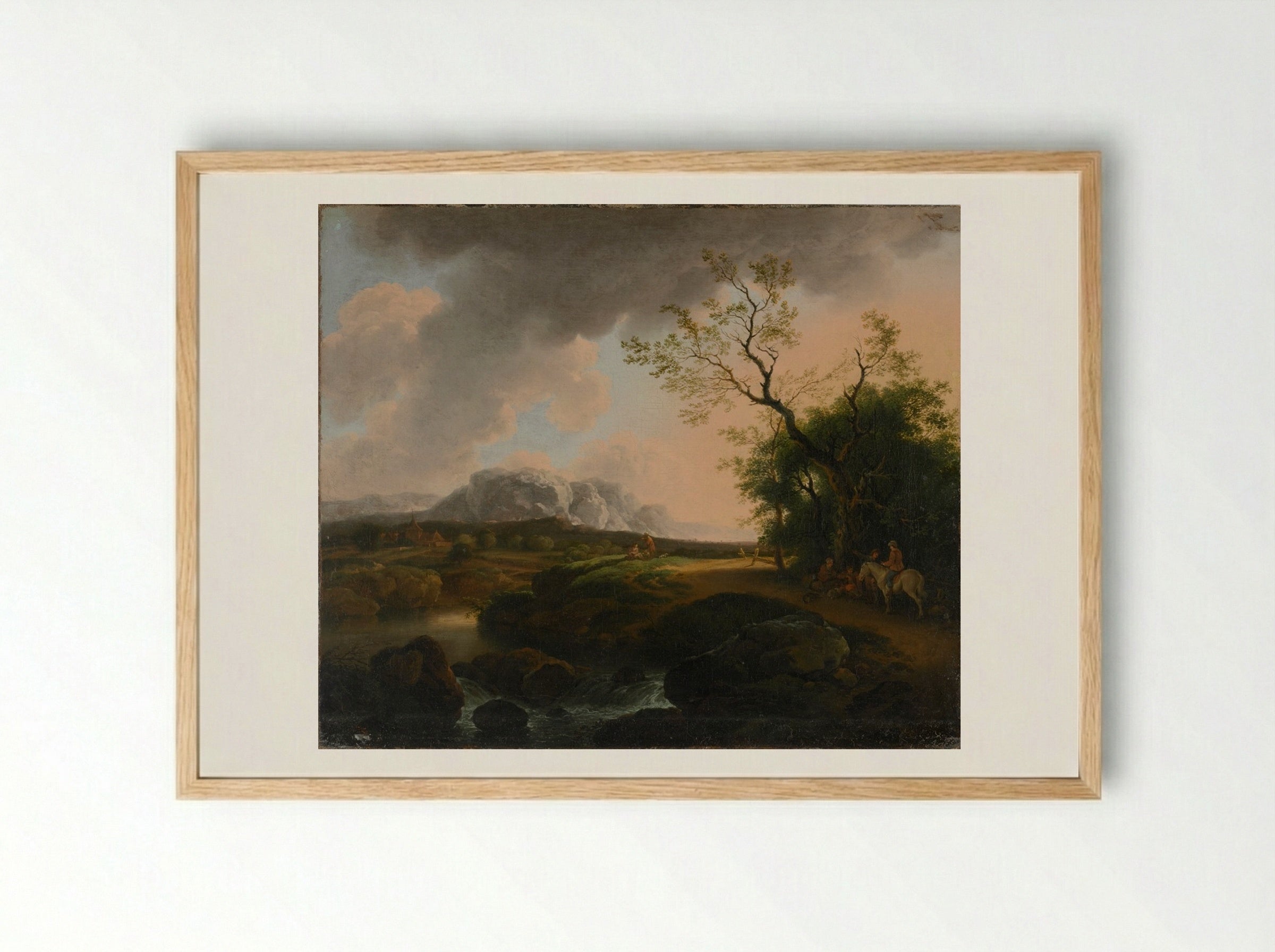 Landscape with Travelers - Ferdinand Kobell - Framed Print Wood