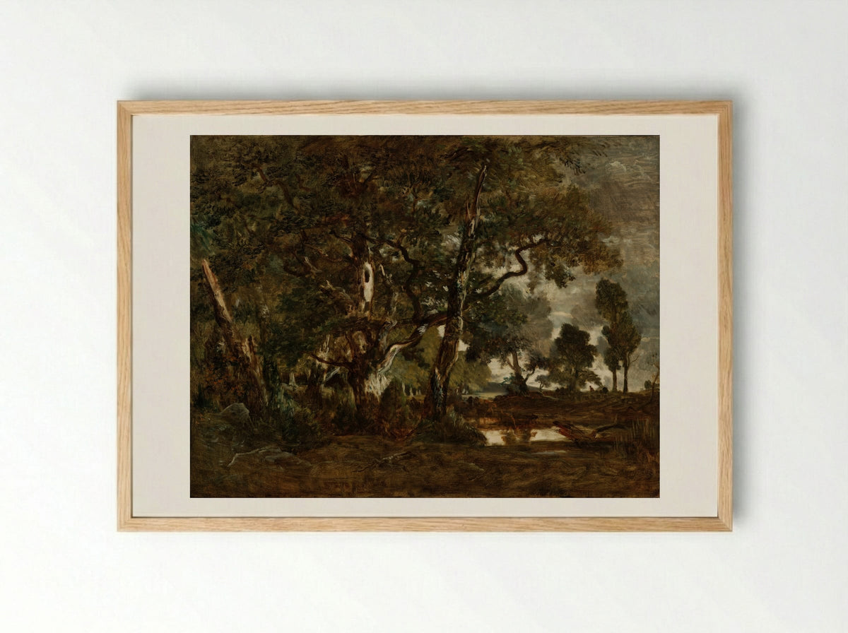Rendez-vous de chasse, Forest of Fontainebleau - Théodore Rousseau - Framed Print Wood