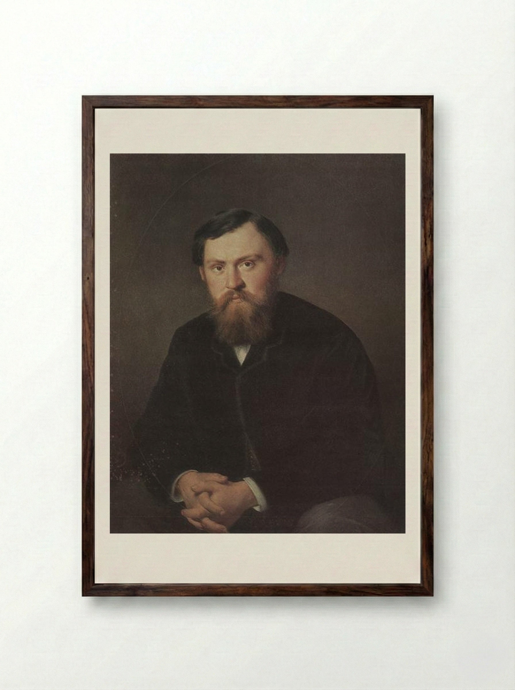 Portrait of A. A. Borisov - Vasily Perov - Framed Print Dark Wood