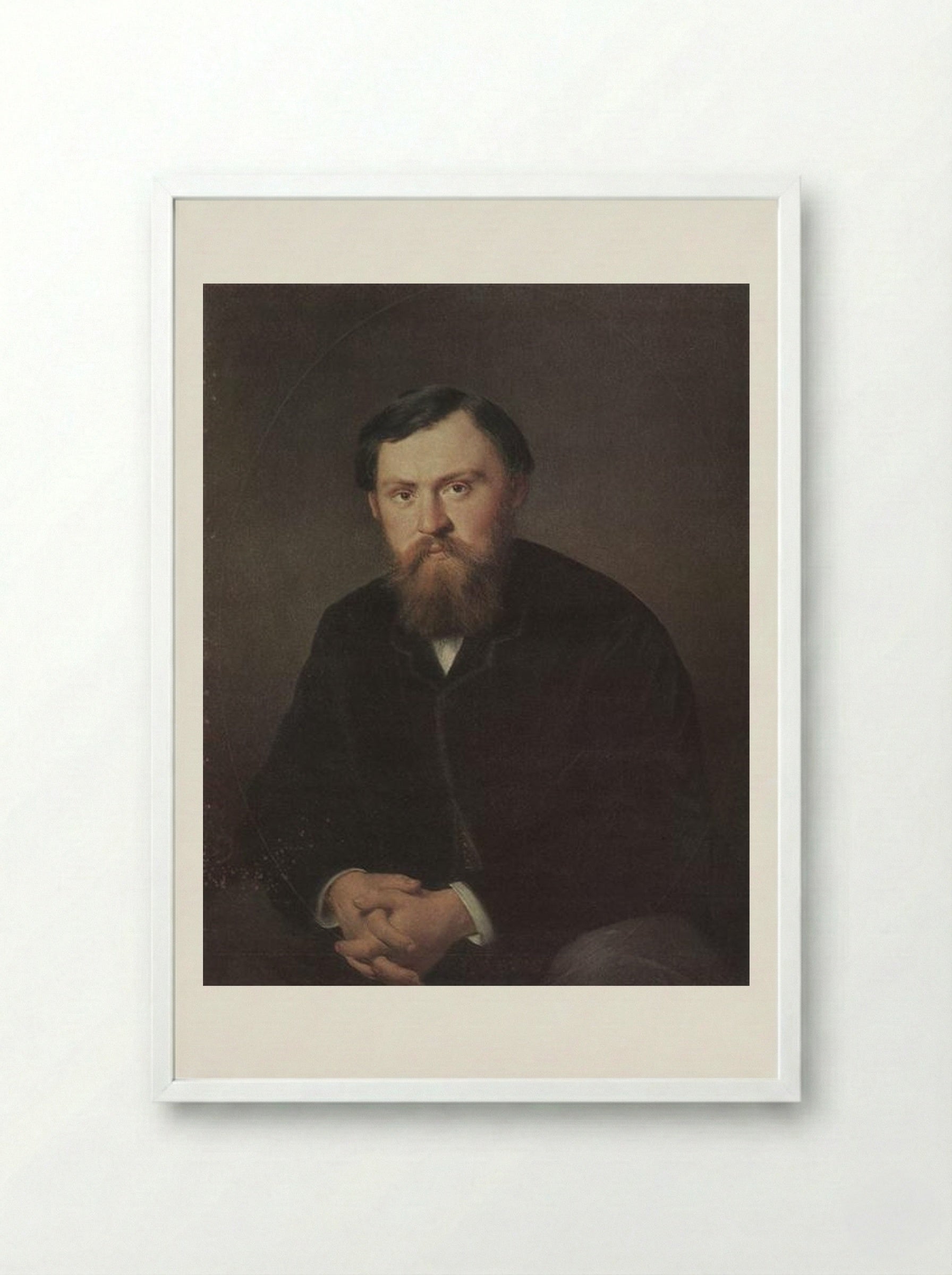 Portrait of A. A. Borisov - Vasily Perov - Framed Print White