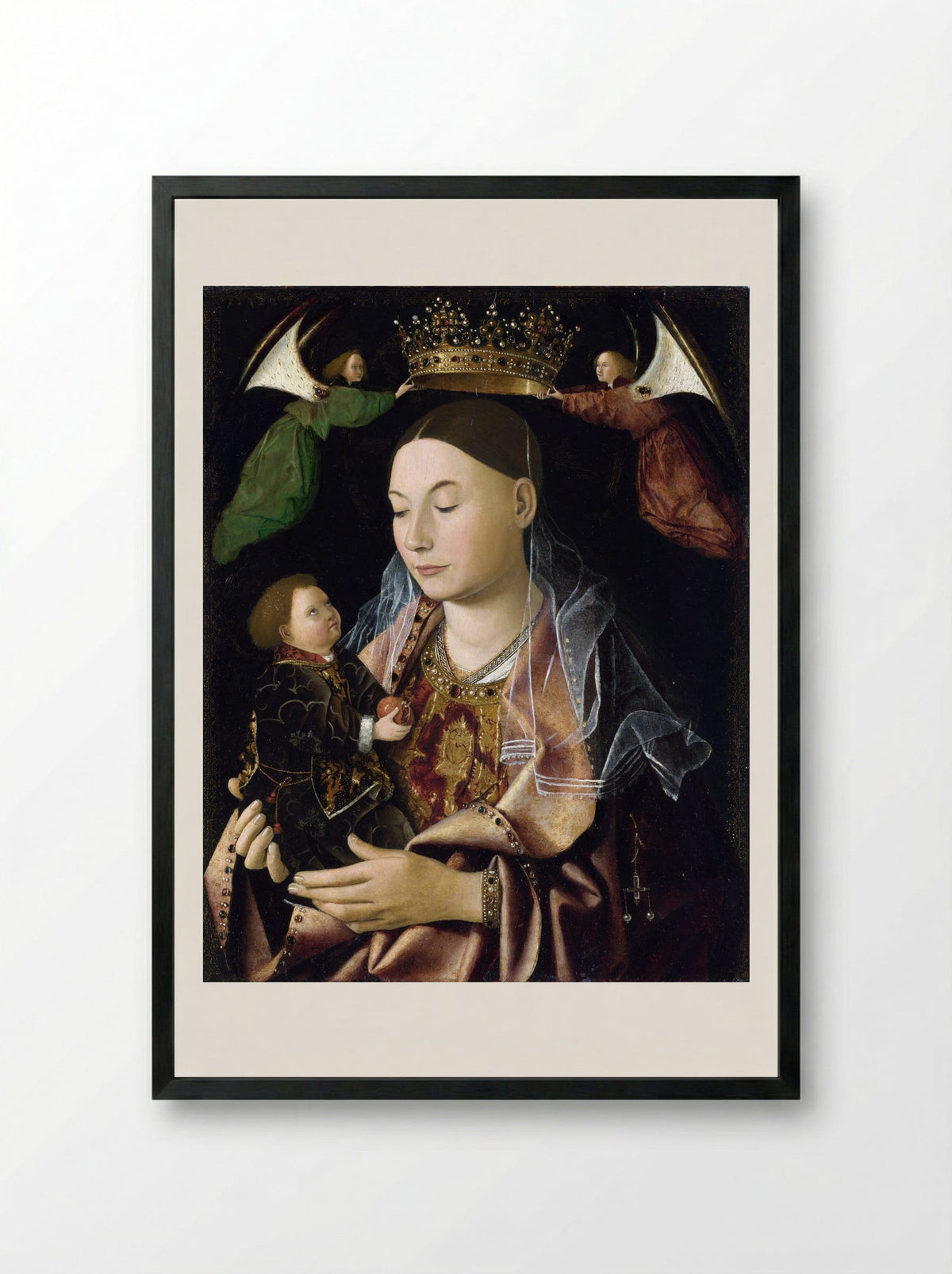 Madonna and Child (Salting Madonna) - Antonello da Messina - Framed Print Black