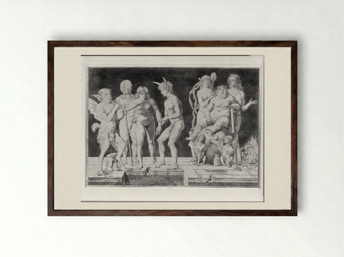 Virtue Combusta - Andrea Mantegna - Framed Print Dark Wood