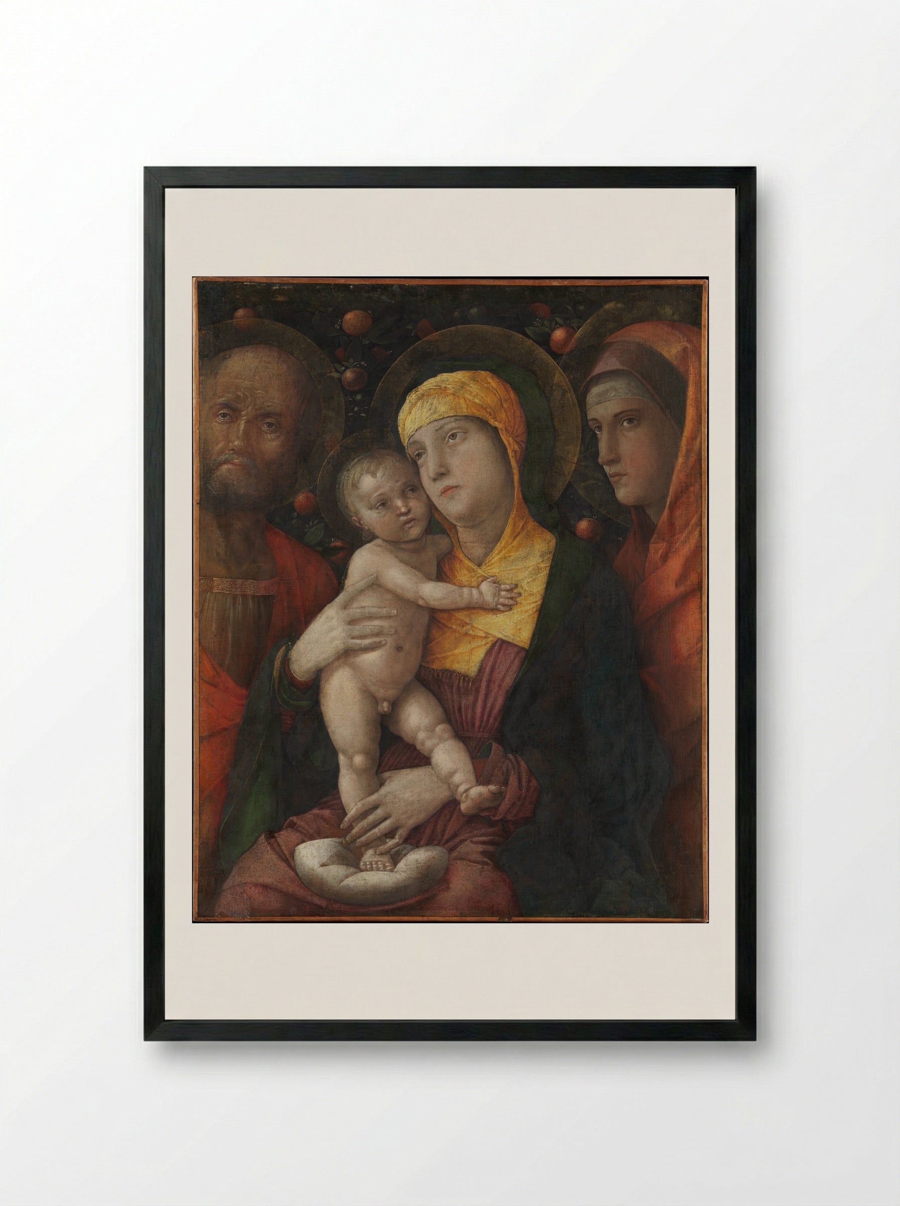 The Holy Family with Saint Mary Magdalen - Andrea Mantegna - Framed Print Black