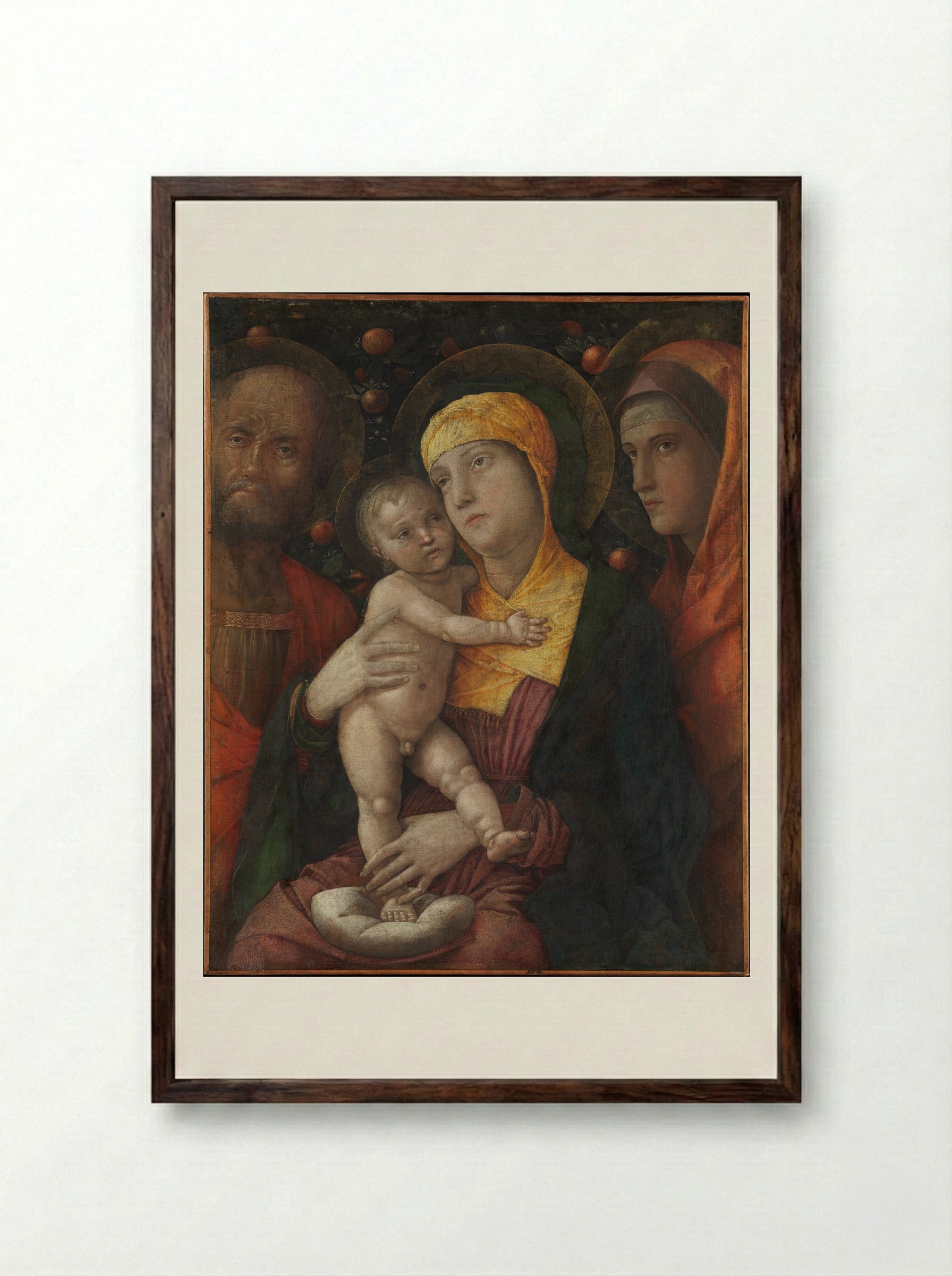 The Holy Family with Saint Mary Magdalen - Andrea Mantegna - Framed Print Dark Wood