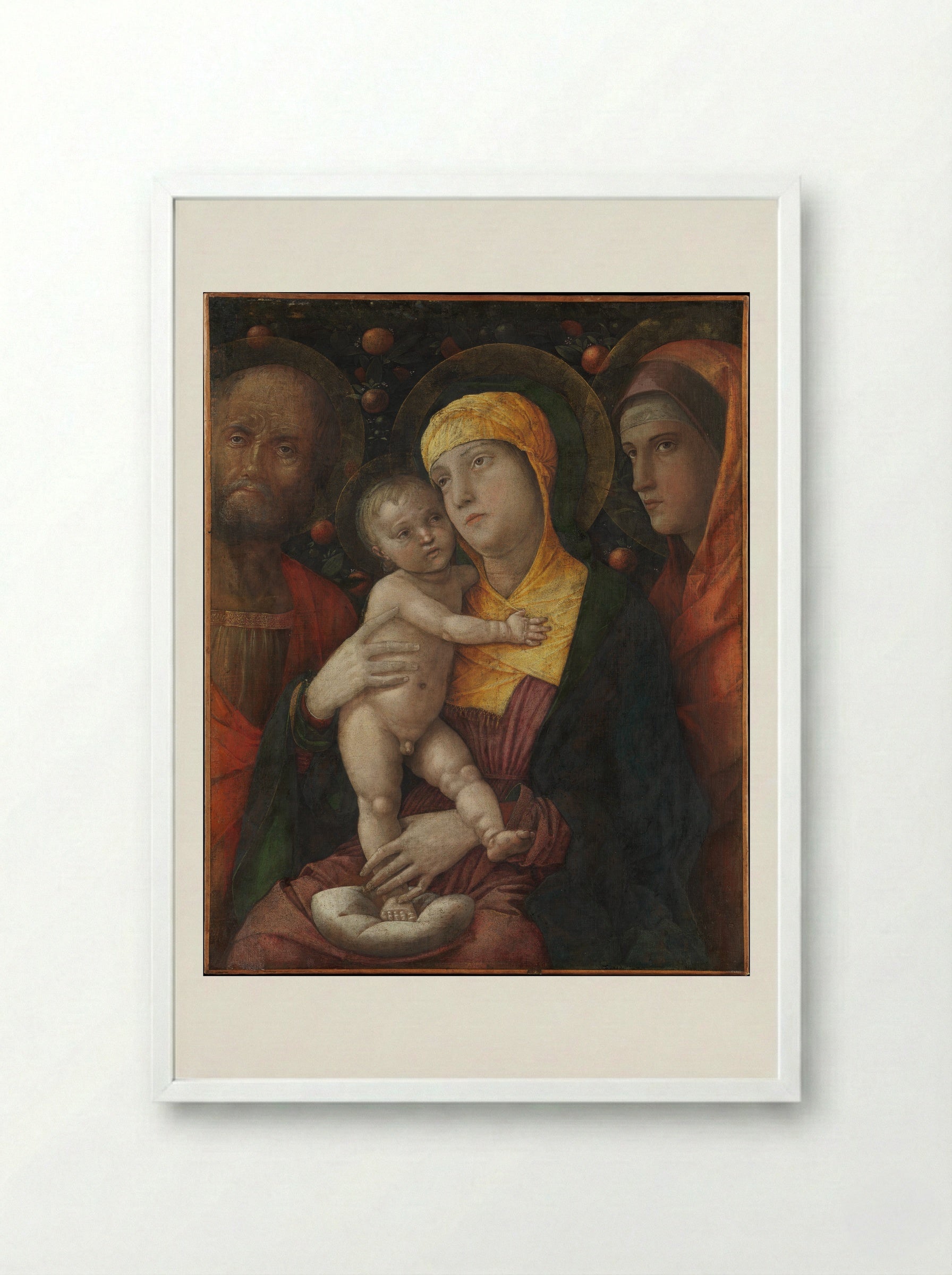 The Holy Family with Saint Mary Magdalen - Andrea Mantegna - Framed Print White