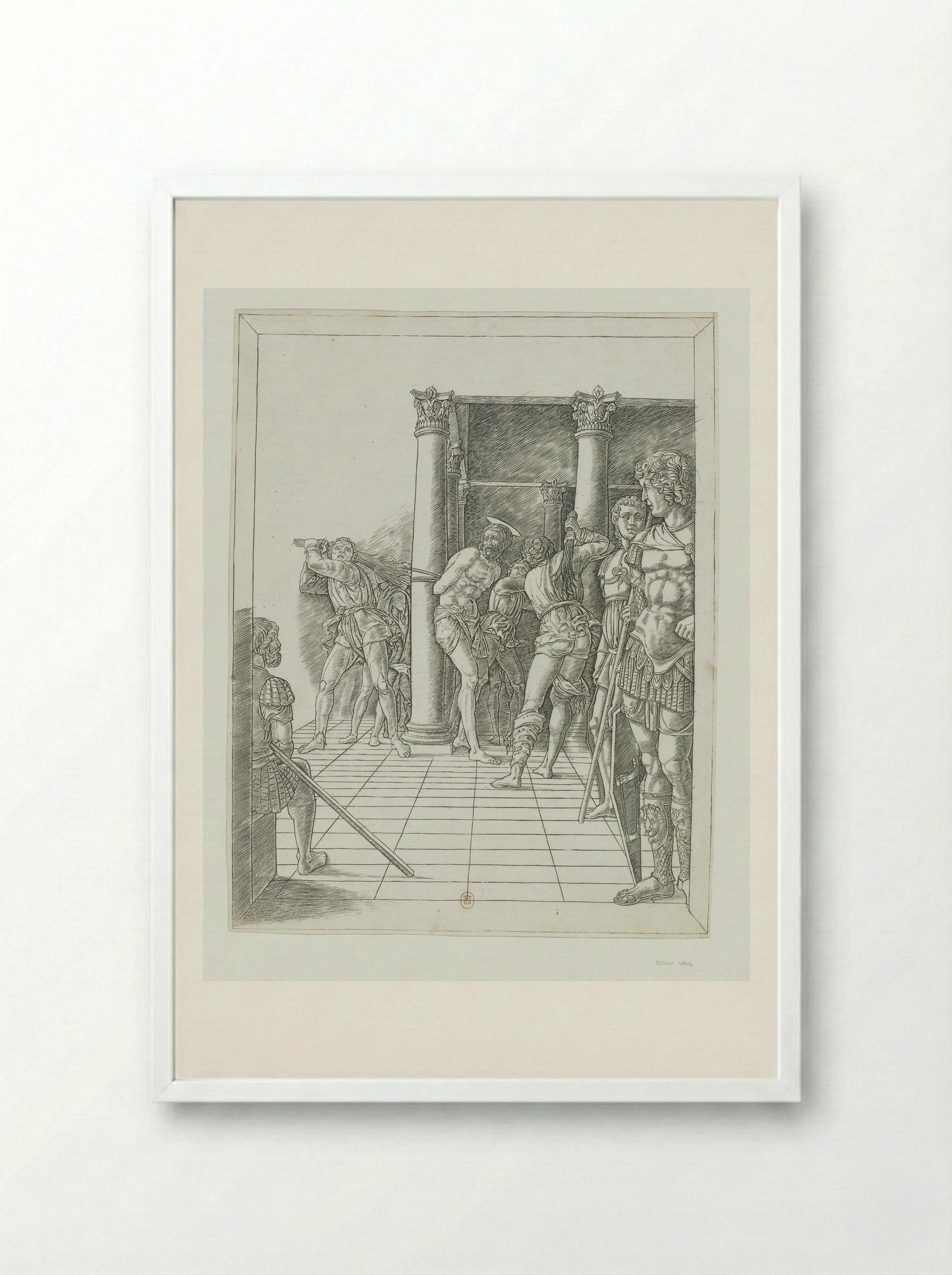The Flagellation (with the pavement) - Andrea Mantegna - Framed Print White