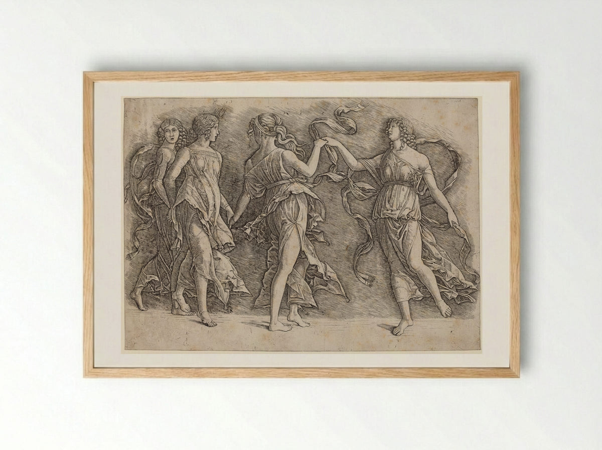 Four Women Dancing - Andrea Mantegna - Framed Print Wood