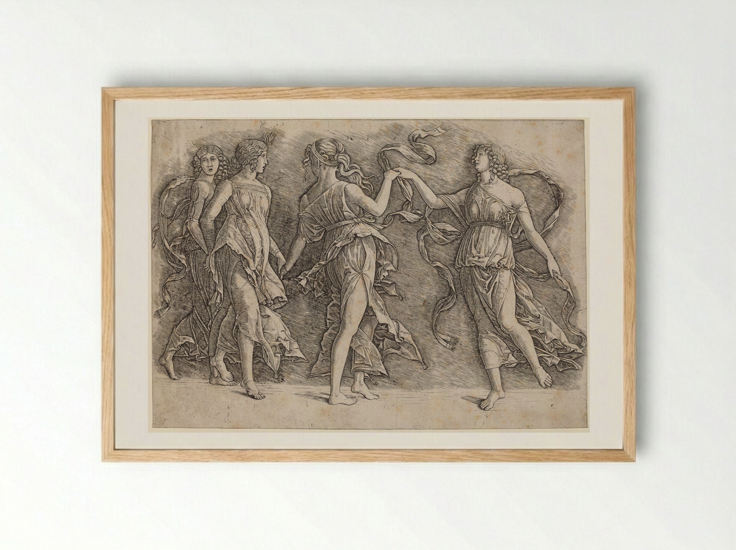 Four Women Dancing - Andrea Mantegna - Framed Print Wood