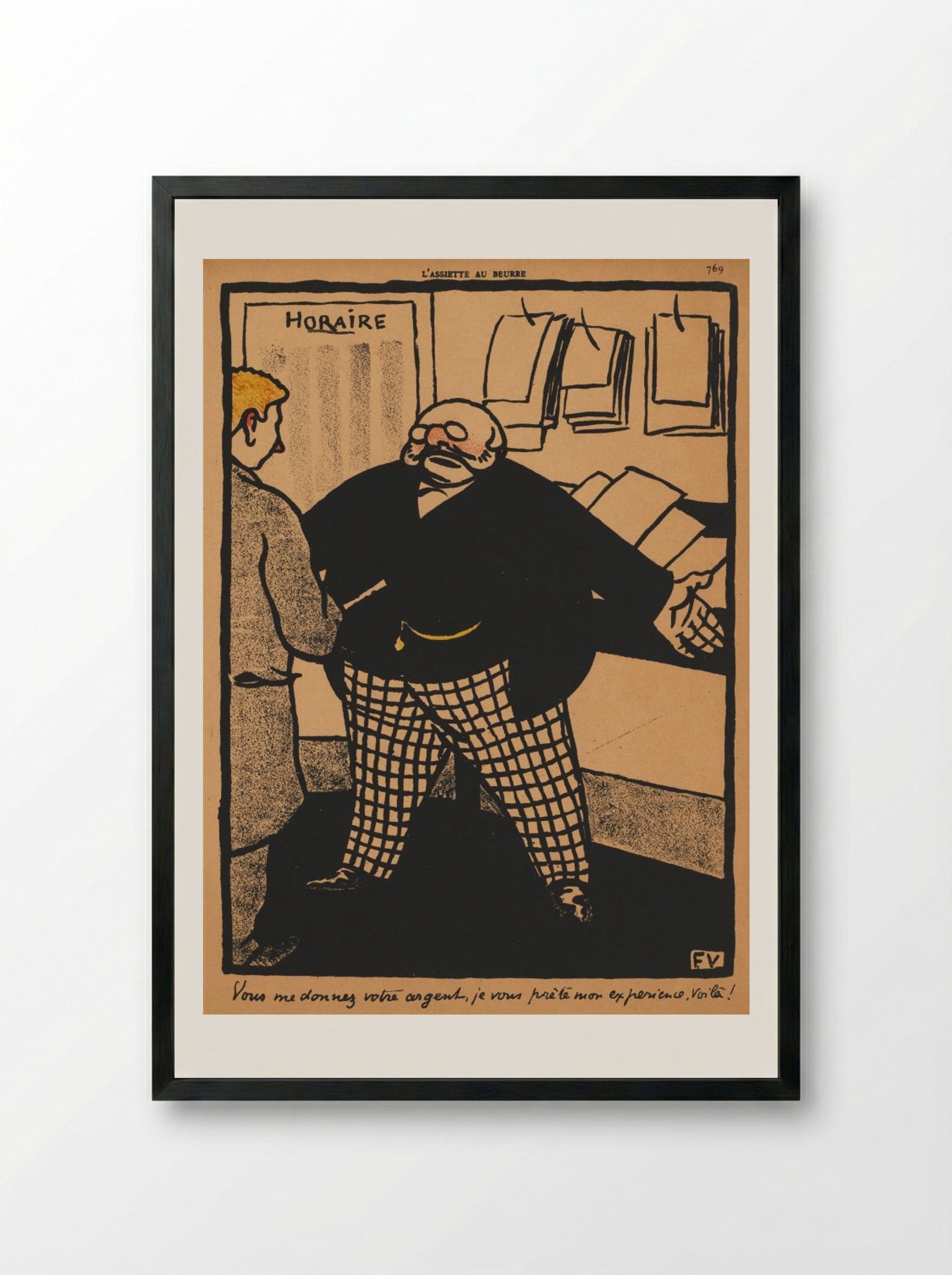 You give me your money, I lend you my experience - Félix Vallotton - Framed Print Black