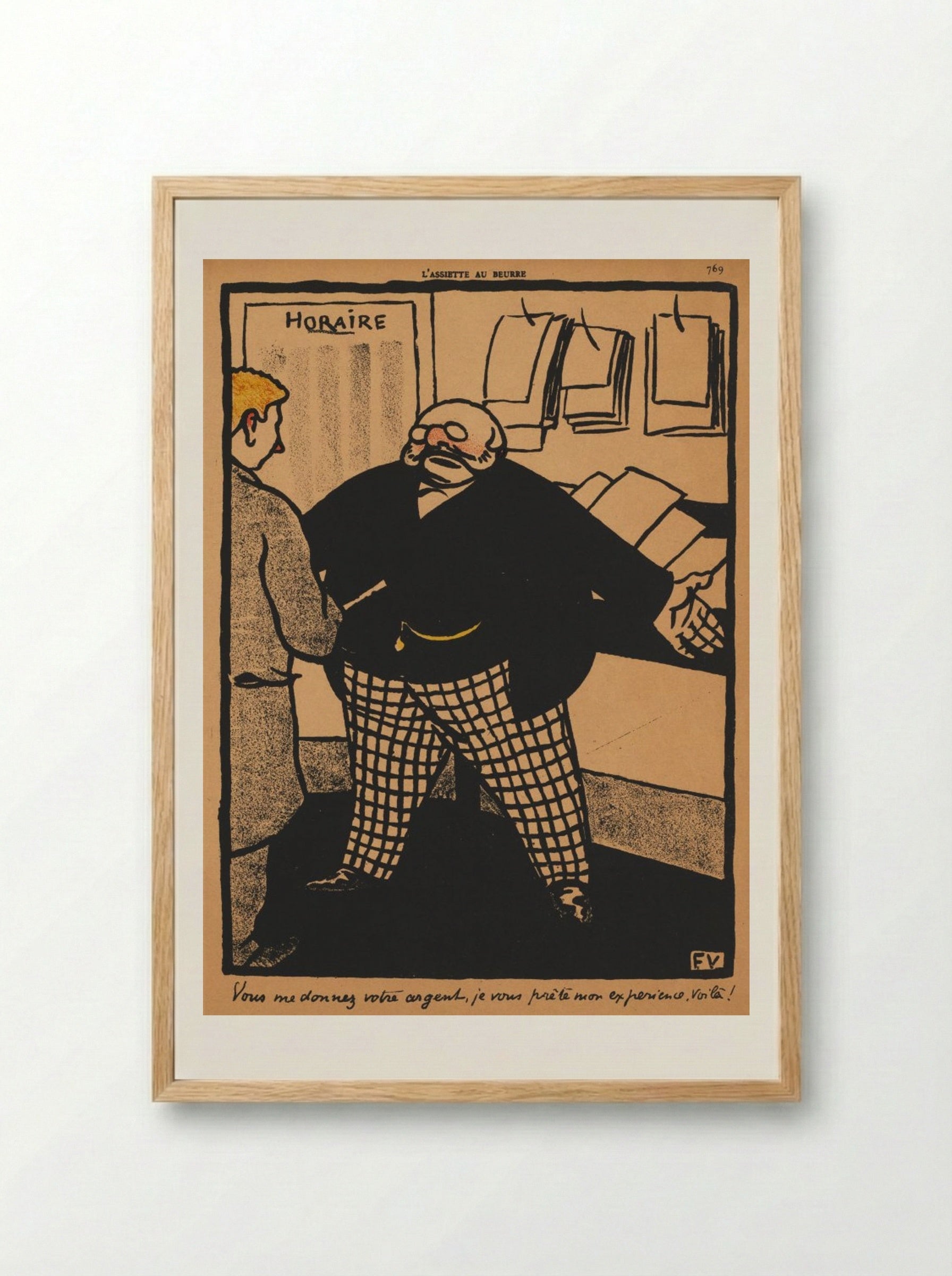 You give me your money, I lend you my experience - Félix Vallotton - Framed Print Wood