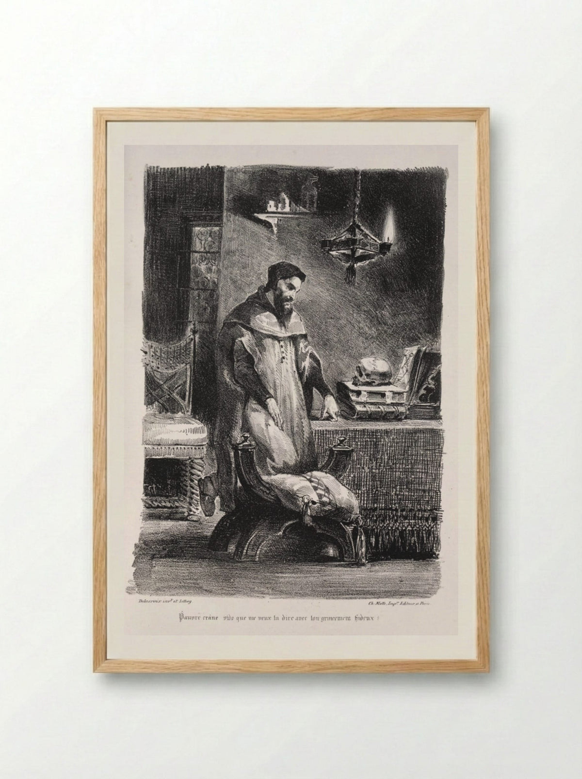Faust in his dressing-room - Eugène Delacroix - Framed Print Wood