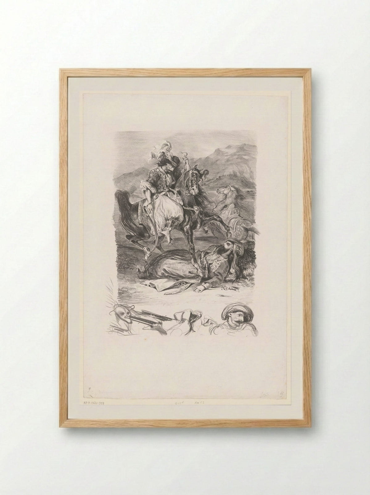 Combat of the Giaour and the Pasha - Eugène Delacroix - Framed Print Wood