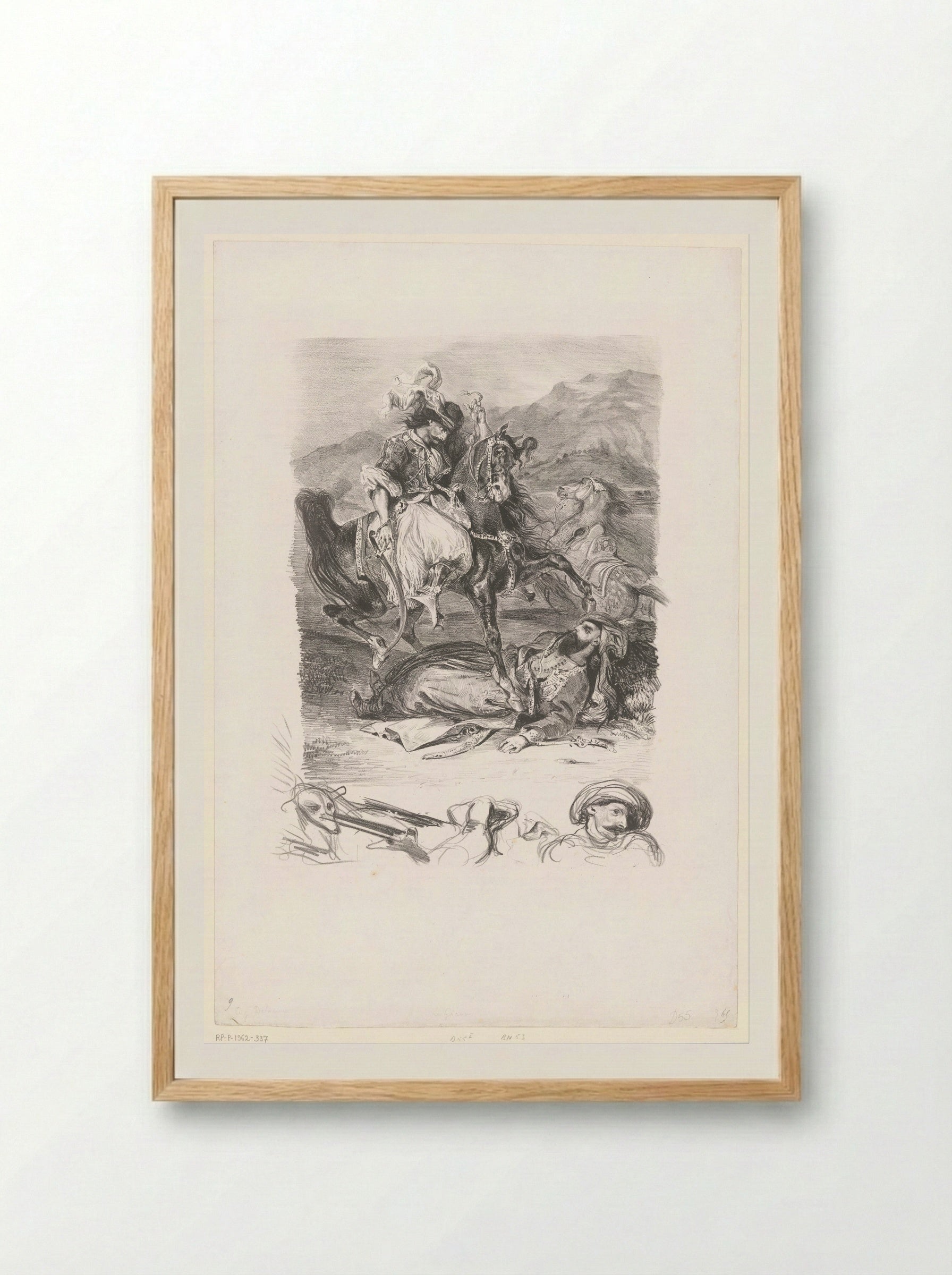 Combat of the Giaour and the Pasha - Eugène Delacroix - Framed Print Wood