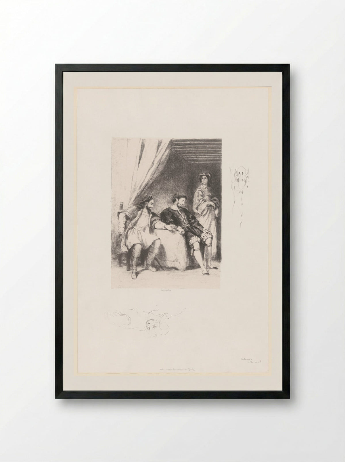 Weislingen Held Prisoner by Götz - Eugène Delacroix - Framed Print Black