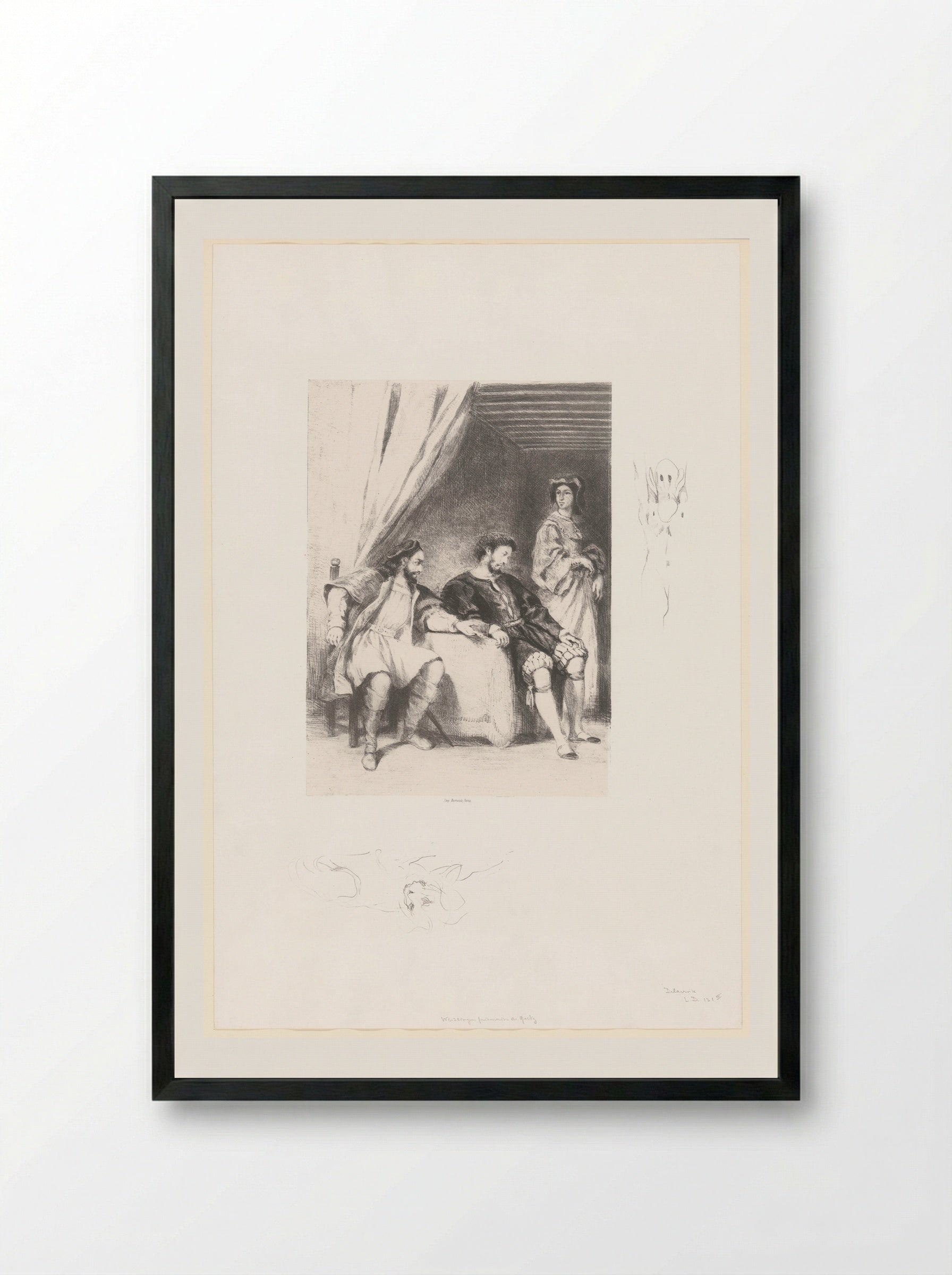 Weislingen Held Prisoner by Götz - Eugène Delacroix - Framed Print Black