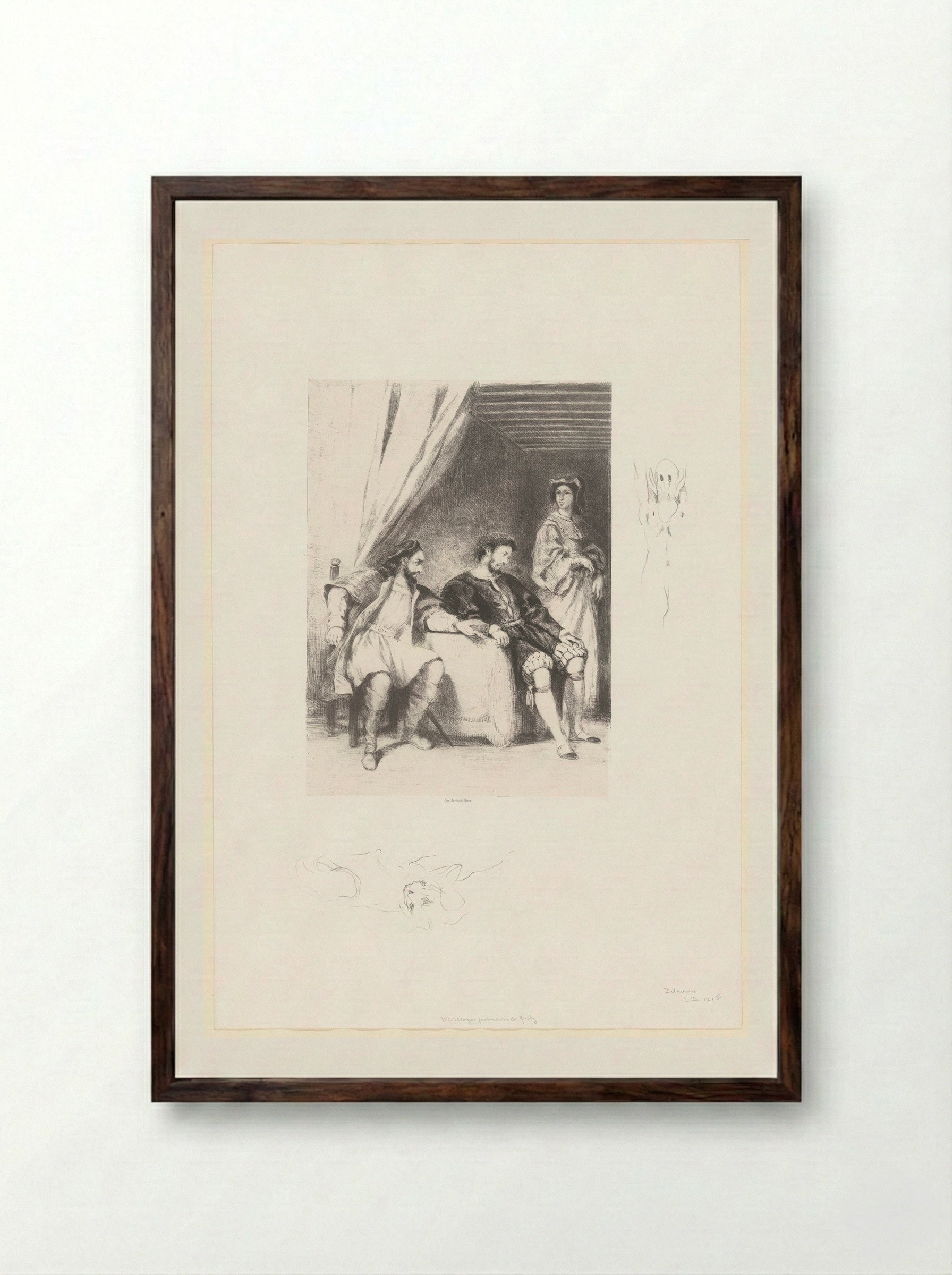 Weislingen Held Prisoner by Götz - Eugène Delacroix - Framed Print Dark Wood